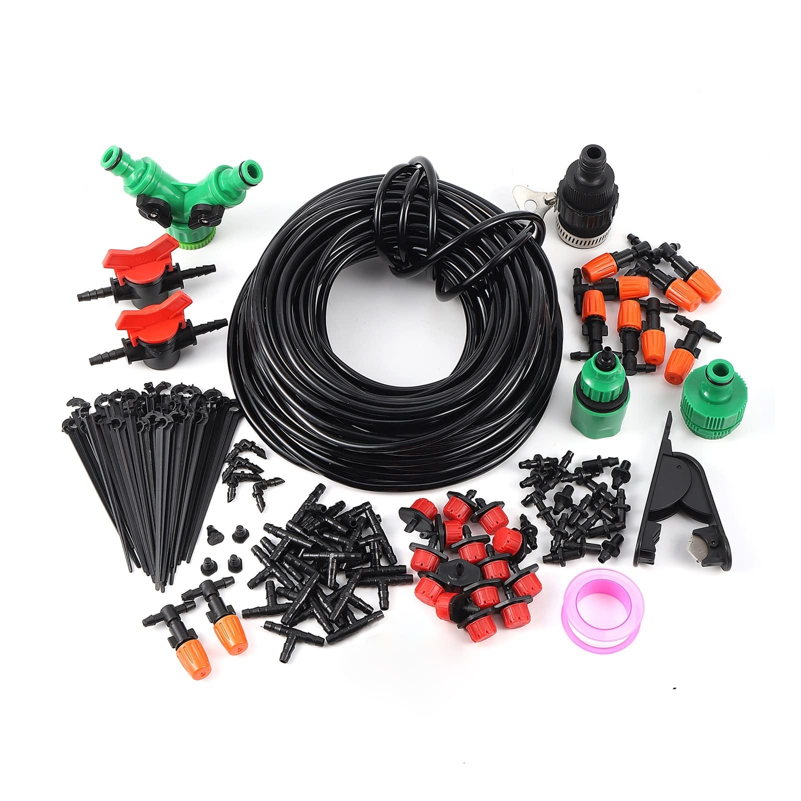 SYKIA 20m Drip Irrigation Kit - Automatic Micro Watering System with Atomizing Nozzles for Gardens, Greenhouses & DIY Agriculture Planting | Perfect for Vegetable Patches, Flower Beds & Indoor Plant Care