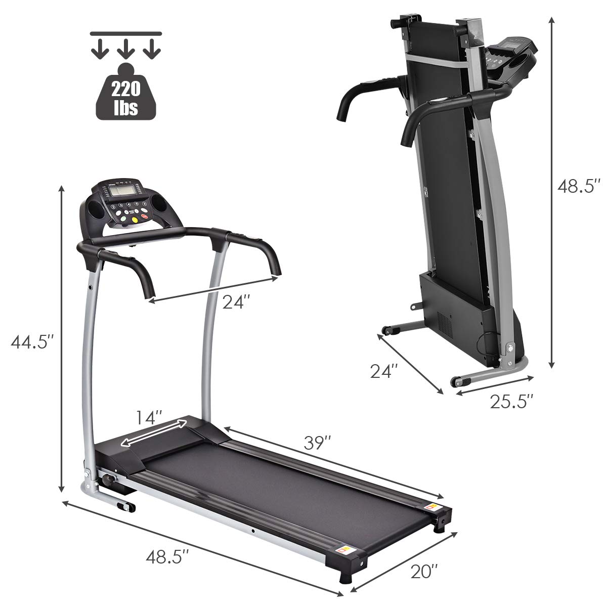 Goplus Folding Treadmill - Electric Running Machine with LED Display & Phone Holder, Portable Compact Superfit Treadmill for Home, Office & Small Spaces - Perfect for Home Gym, Apartment Workouts & Indoor Cardio Training
