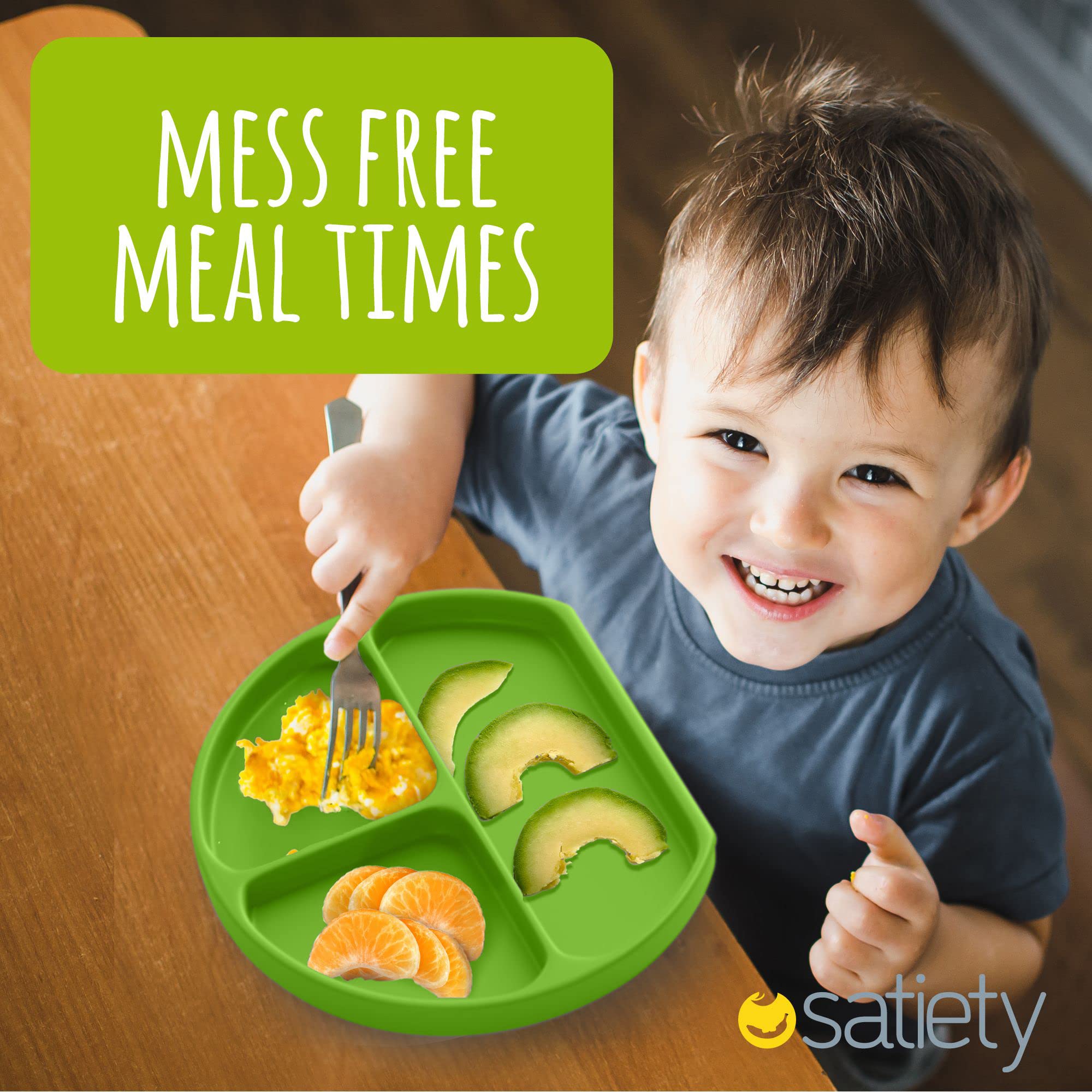 Non-Slip Silicone Suction Plates for Toddlers - 100% Food-Grade, BPA-Free Baby Feeding Plates with Strong Suction Base - Microwave & Dishwasher Safe - Perfect for High Chairs, Travel & Mess-Free Mealtime (Light Green)