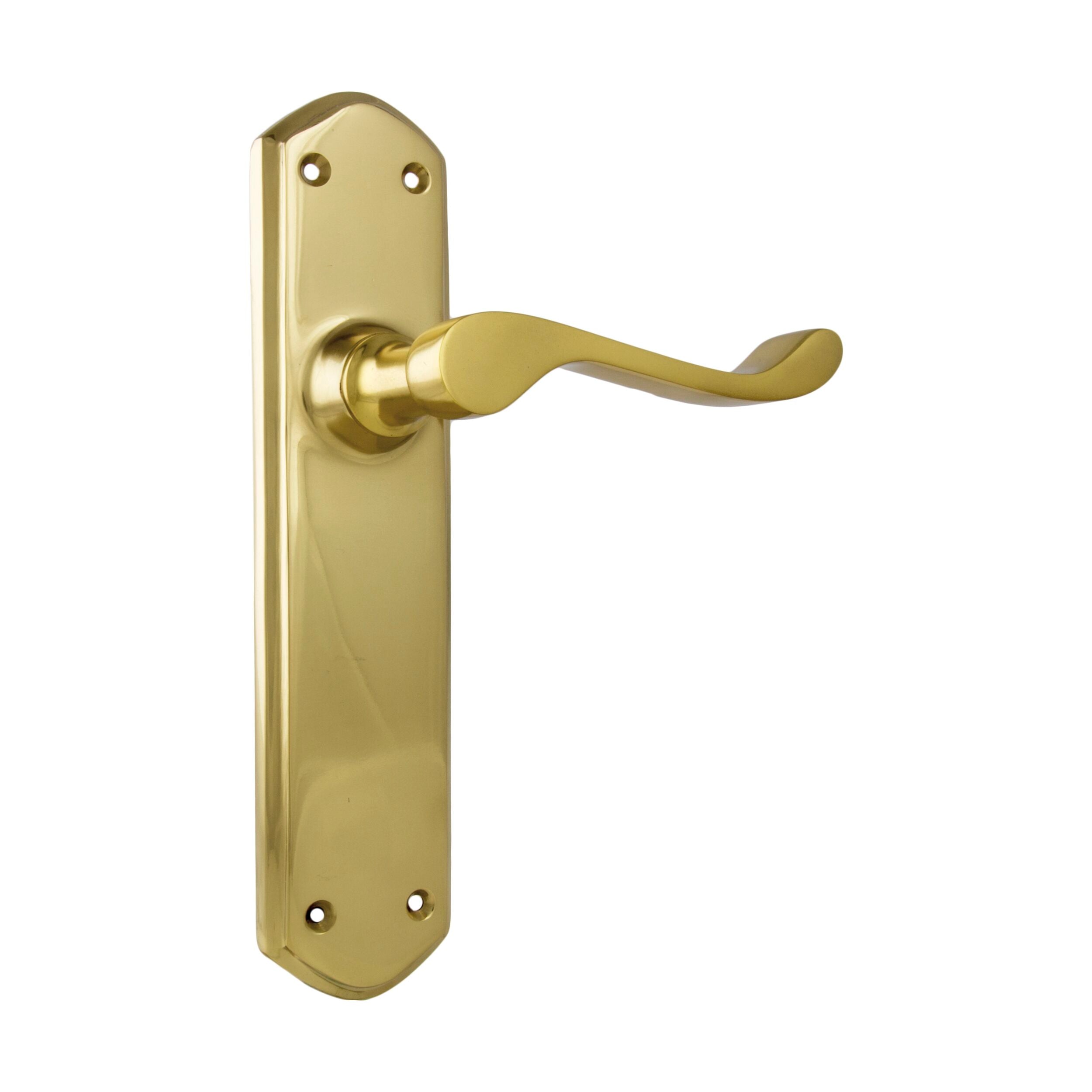 1042 Door Lever Windsor Latch Pair in Polished Brass - H200xP60xW45mm | Vintage Style Door Hardware for Interior Doors & Cabinets