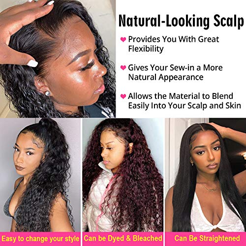 West Kiss 180% Density Deep Wave Lace Front Human Hair Wigs - 4x4 Lace Closure with Baby Hair, Pre-Plucked Natural Black Women's Wig (22 Inch) | Perfect for Daily Wear, Cosplay & Special Occasions