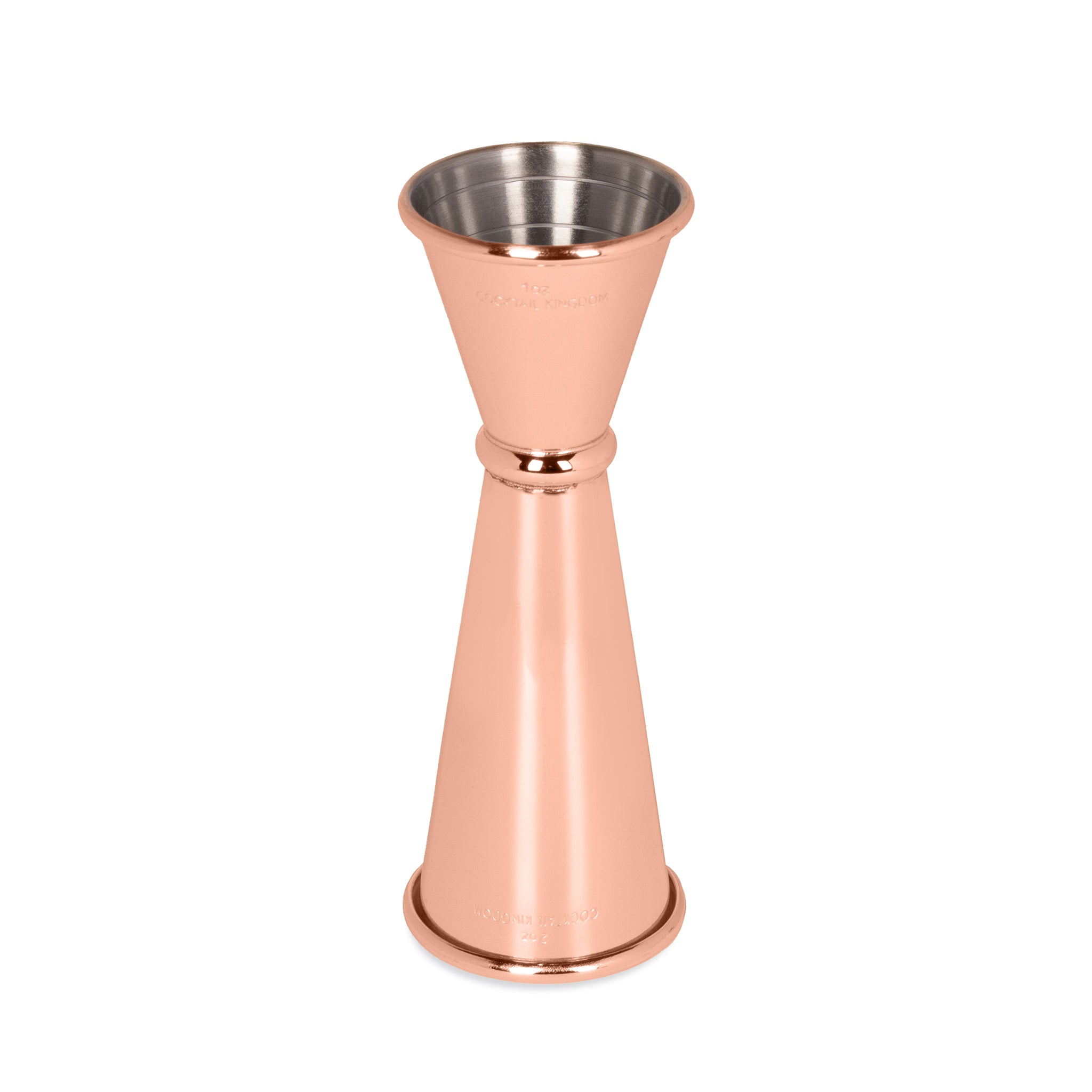 Japanese Style Copper Plated Jigger - 1oz & 2oz Dual Measuring Cup for Cocktails, Bartending, and Home Bar Mixology