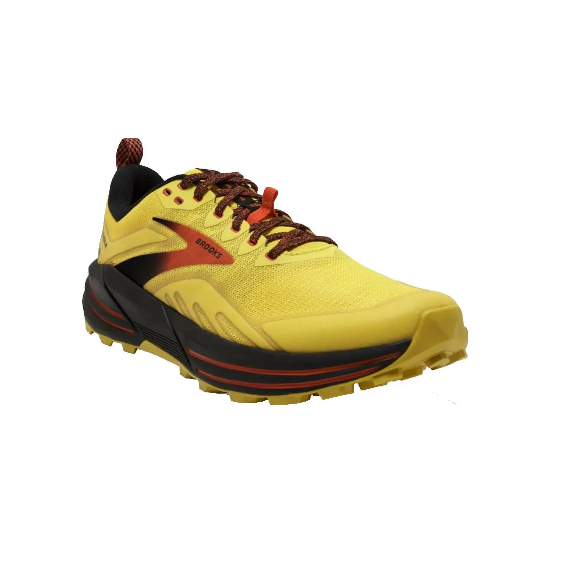 Men's Brooks Cascadia 16 Trail Running Shoes - Yellow/Black/Grenadine | Lightweight & Durable for Hiking, Jogging & Outdoor Adventures