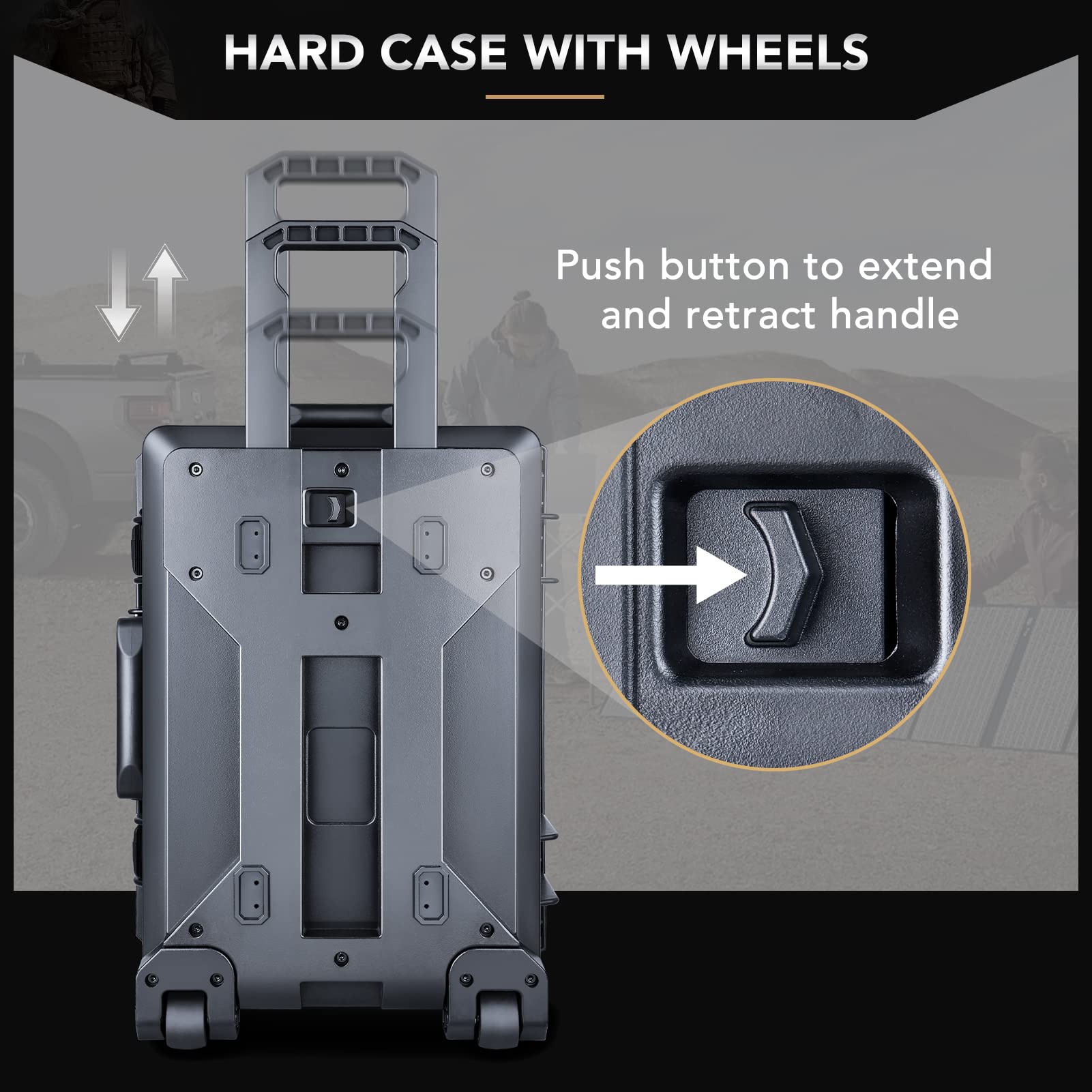 Lykus HC-5220 Large Waterproof Rolling Hard Case with Customizable Foam Insert (52x36x24.5cm Interior) - Durable Protection for Camera Gear, Lenses, Electronics & Equipment - Perfect for Travel, Outdoor Adventures & Professional Storage