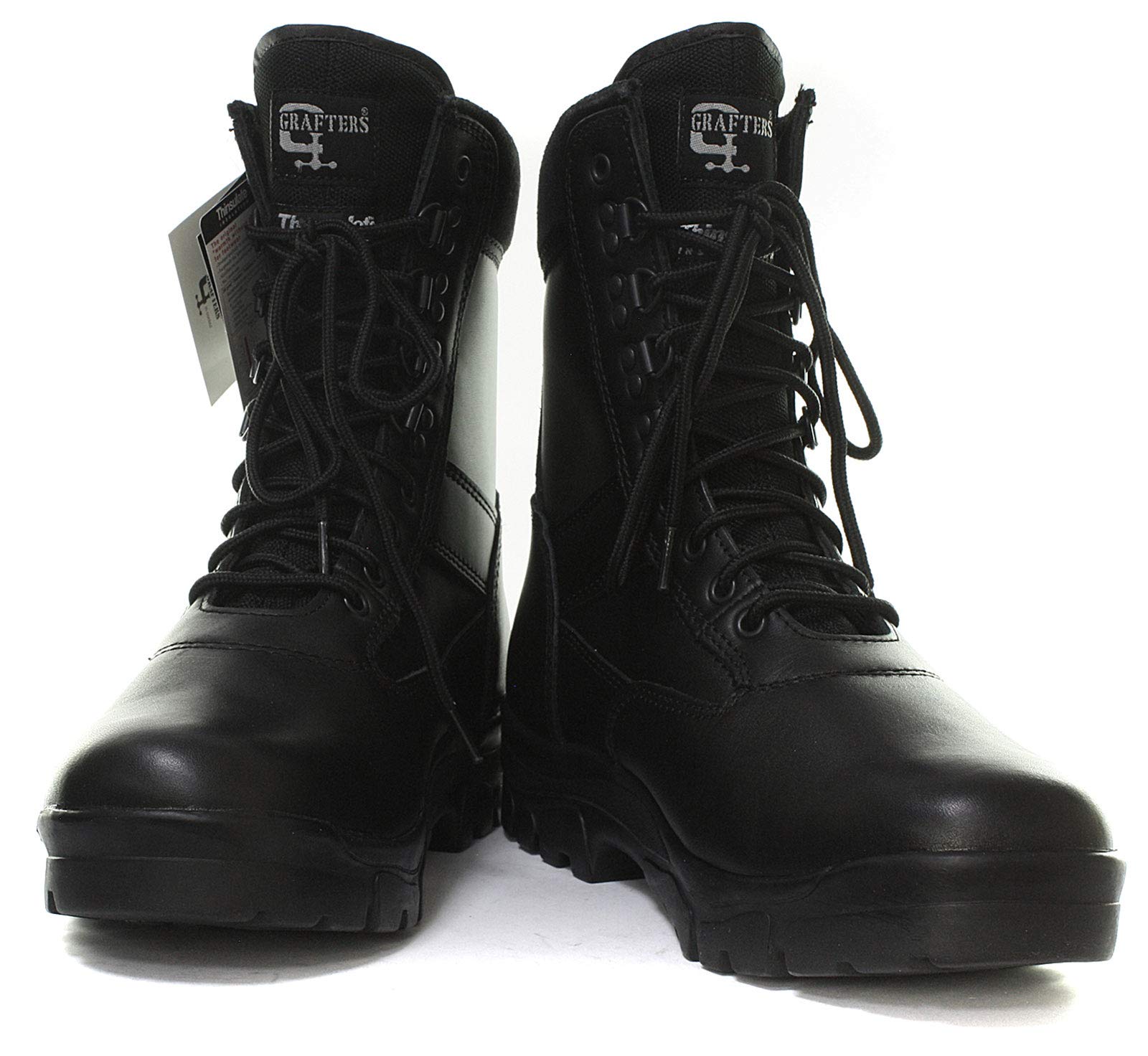 Grafters Top Gun Combat Boots for Men - Black Tactical Military Boots, Size UK 15 (US Men's 16) - Durable Work Boots for Outdoor, Hiking & Security Jobs