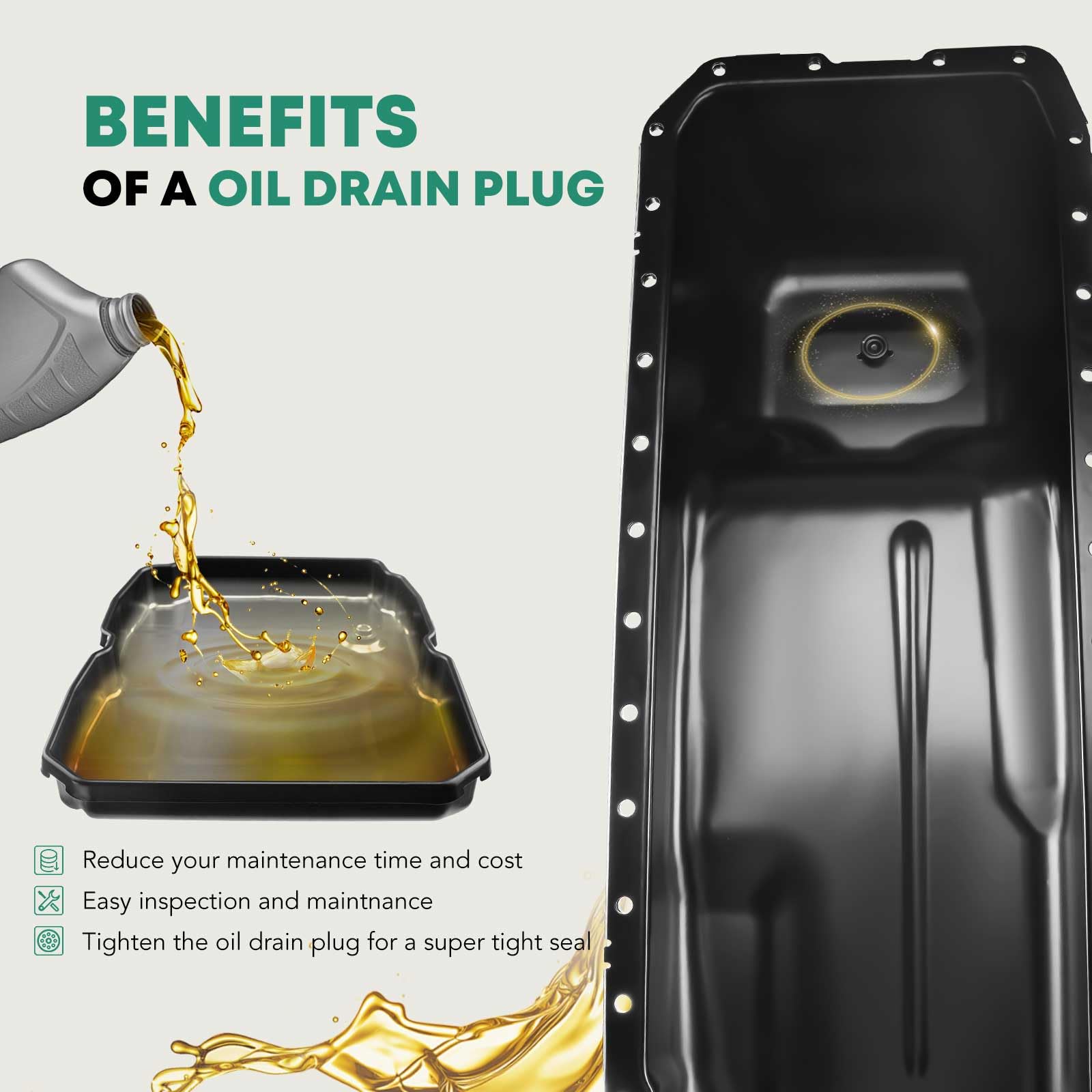 High-Quality Engine Oil Pan & Drain Plug Replacement for Dodge Ram 2500 3500 4000 4500 5500 5.9L 6.7L Turbo Diesel - Perfect for DIY Auto Repair & Maintenance