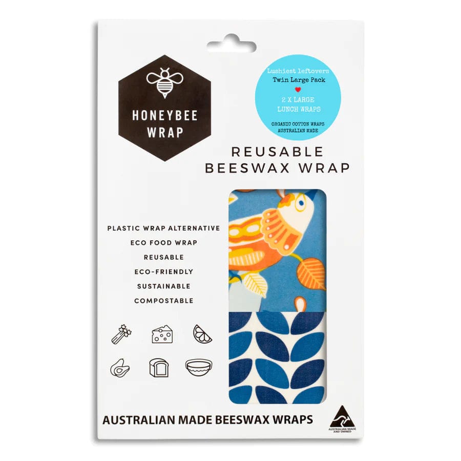 Eco-Friendly Reusable Beeswax Food Wraps - Large Twin Set for Sustainable Food Storage | Perfect for Sandwiches, Fruits & Leftovers
