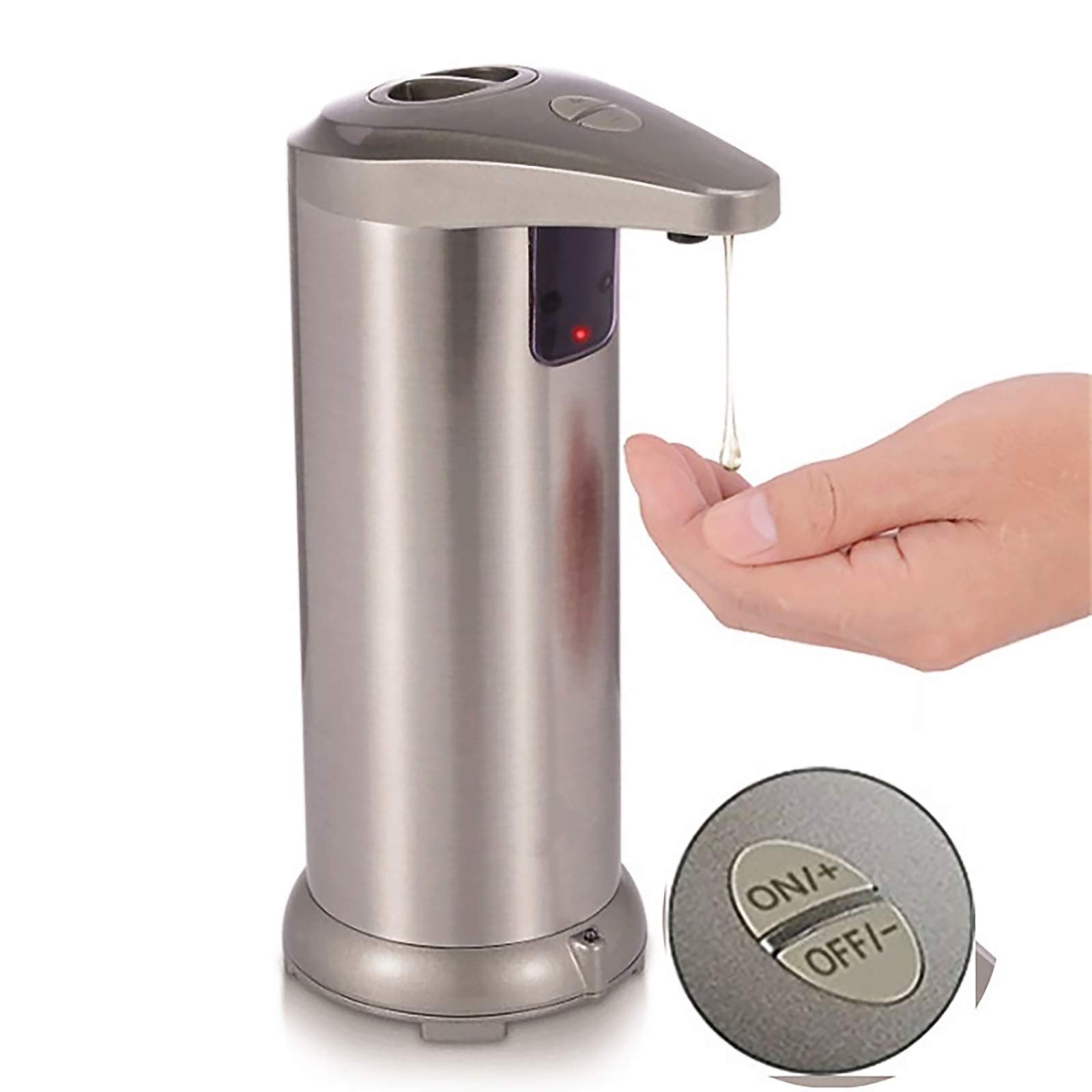 OURLITIME Automatic Soap Dispenser 250ml - Stainless Steel Touchless Hand Sanitizer Dispenser with Infrared Sensor for Kitchen, Bathroom & Office - Ideal for Home Hygiene, Commercial Use & Public Spaces