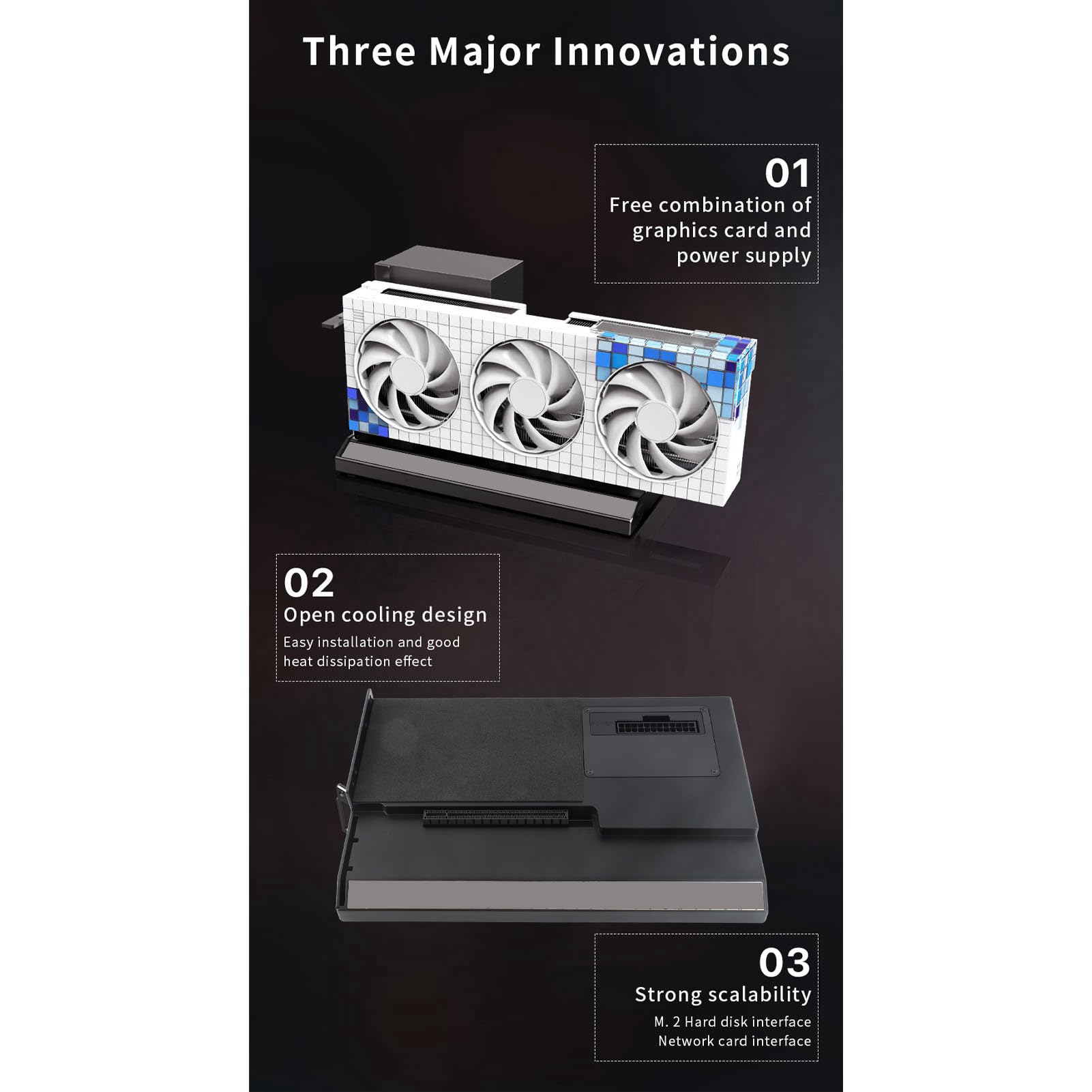 40Gbps USB-C External GPU Dock Station - Compatible with NVIDIA & AMD PCIe, 60W PD Charging, Daisy Chain, 2x Thunderbolt 3, RJ45, M.2 NVMe SSD, DC/ATX/SFX Support - Perfect for Gaming, Video Editing & Workstation Setups
