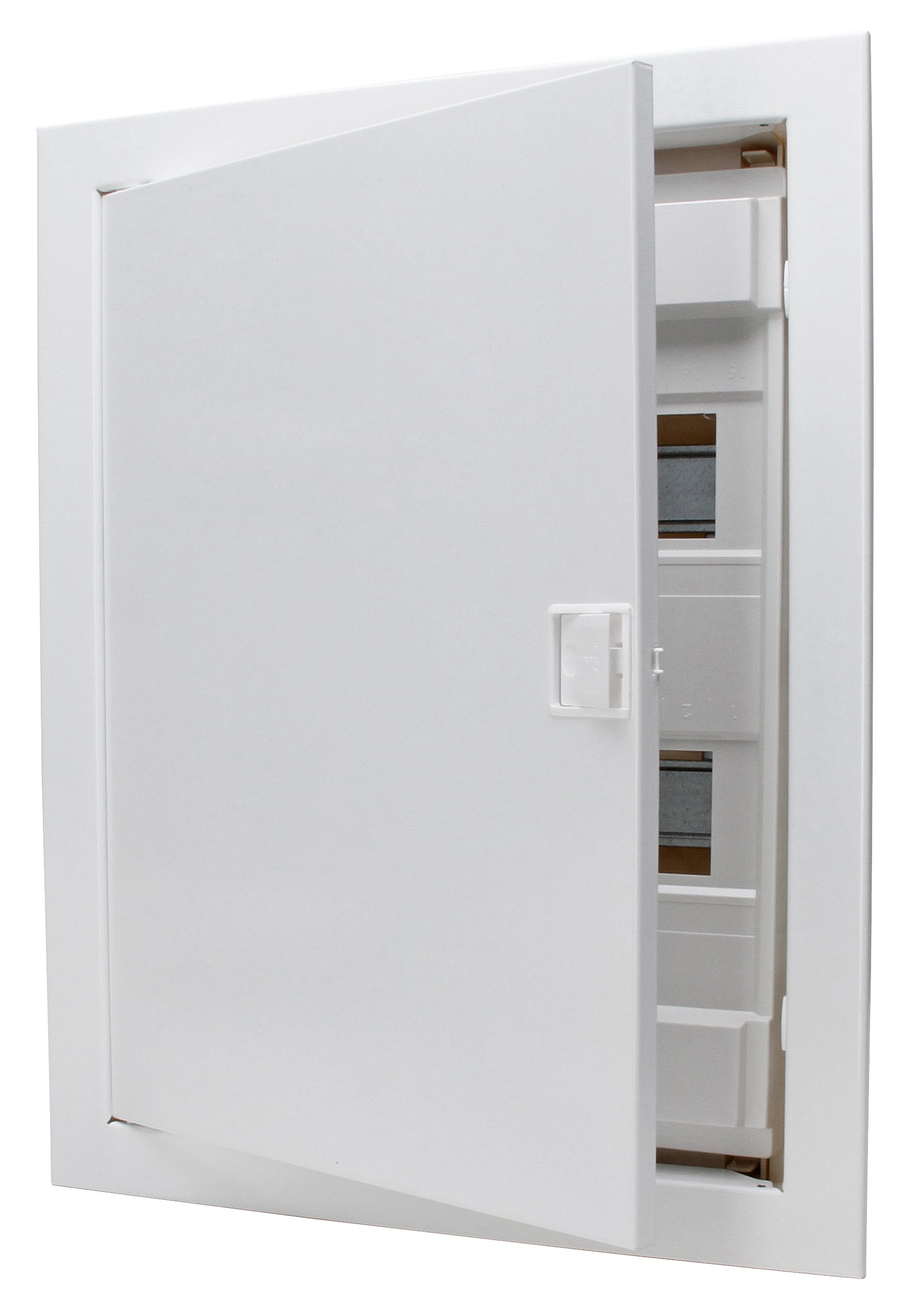 24-Pin Flush Mounted Cavity Wall Fuse Box with Metal Door - 2 Rows, White (Set of 1) - Perfect for Home Electrical Wiring & Concealed Installations