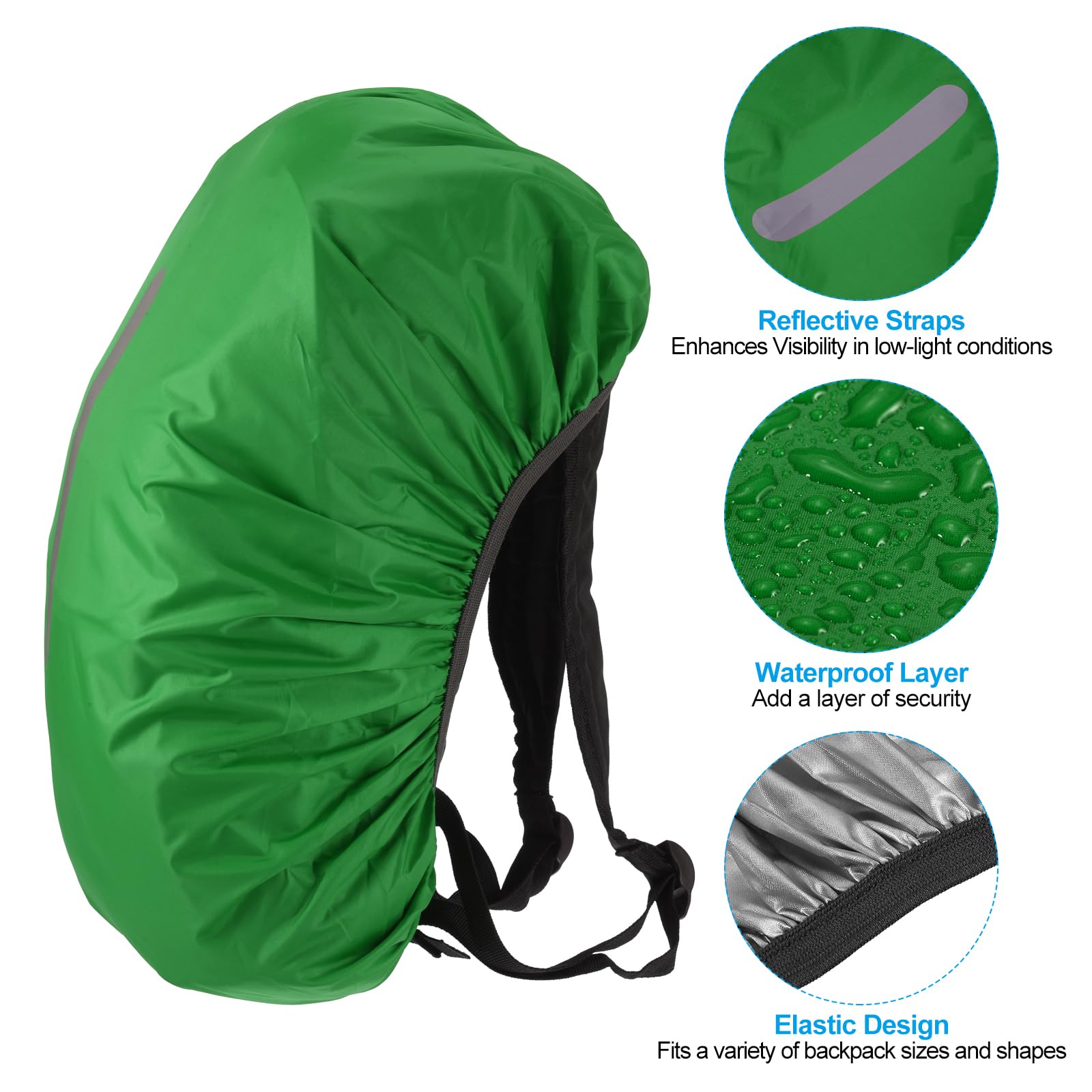 PATIKIL Waterproof Backpack Rain Cover - Non-Slip Design with Vertical Reflective Straps for Hiking, Camping & Hunting | Stay Dry in Heavy Rain & Outdoor Adventures