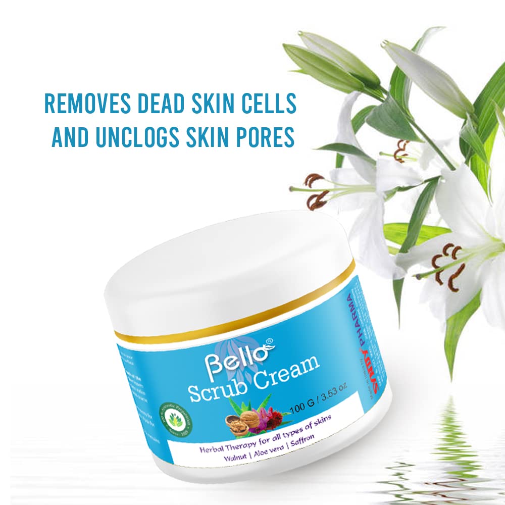Bello Scrub Cream 100g - Exfoliating Face Scrub for Men & Women, Deep Cleansing & Pore Minimizing, Perfect for Daily Skincare Routine & Acne-Prone Skin