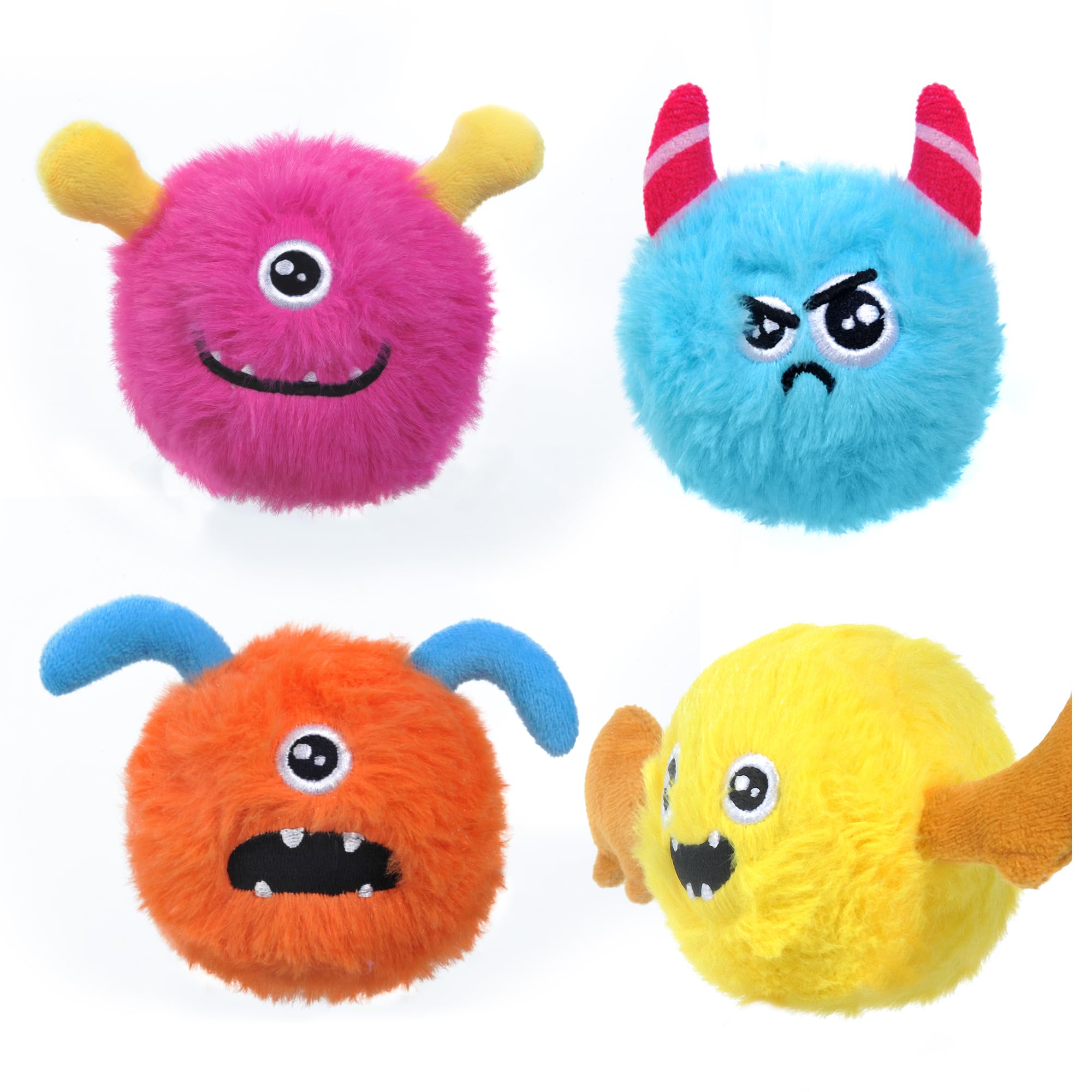 TwoEar Durable Interactive Squeaky Dog Toys for Aggressive Chewers - 4 Pack with Inside Squeaky Balls for Small & Medium Dogs - Perfect for Fetching, Throwing & Playtime Indoors or Outdoors