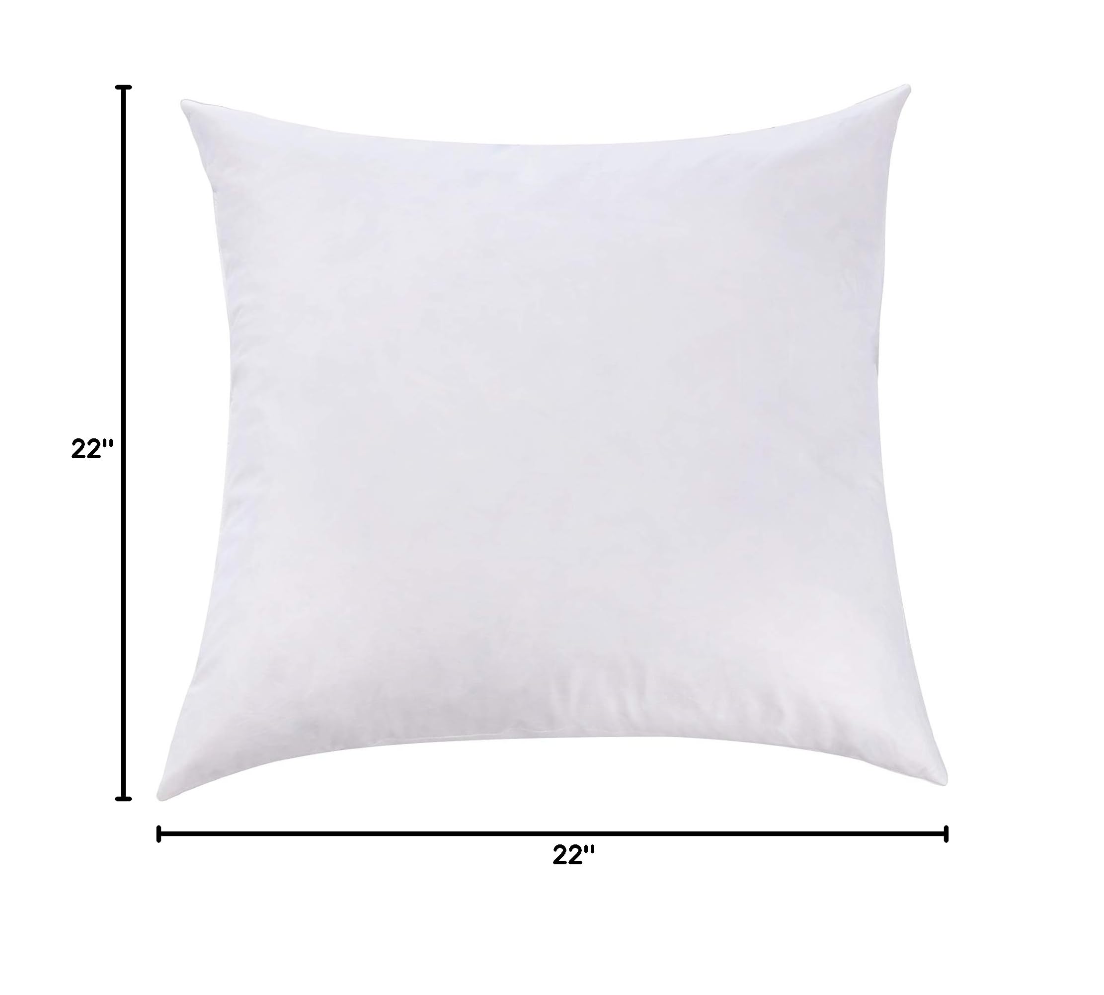 Premium White Goose Feather & Down Pillows - 100% Cotton Cover - Firm Support for Side Sleepers - Set of 2 Decorative Throw Pillows 22x22 Inches - Perfect for Sofa, Bed & Home Decor