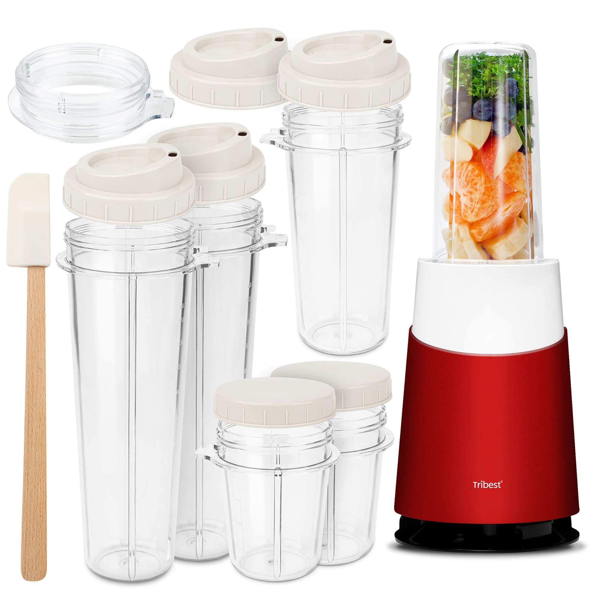 Tribest PB-420RD Personal Blender II - Powerful 450W BPA-Free Portable Blender for Protein Shakes, Smoothies & Meal Prep with 20oz Travel Cups - Perfect for Home, Gym & Office Use