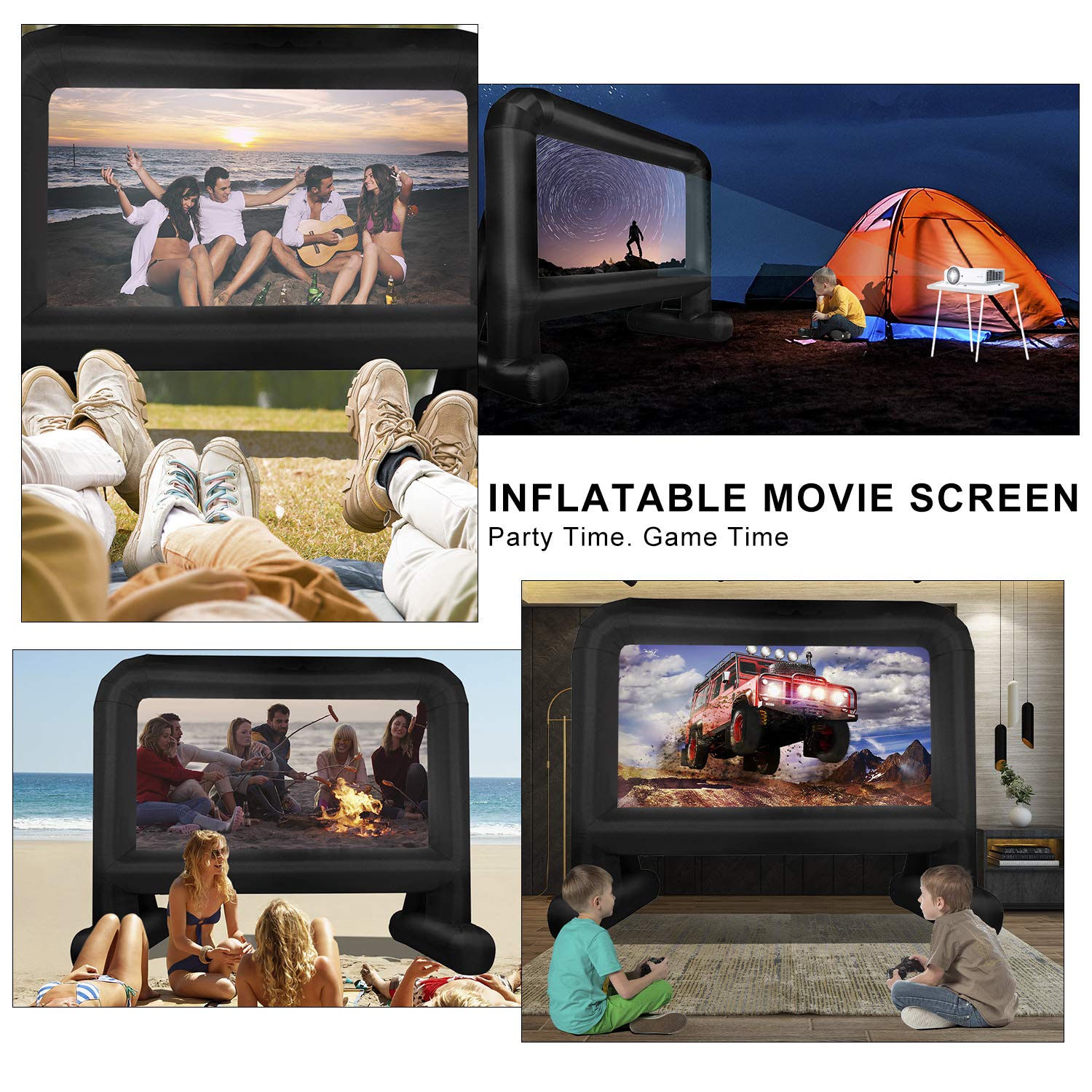 OUTTOY 16FT Inflatable Projection Screen with Quiet Fan & Storage Bag - Portable Outdoor Movie Screen for Backyard, Parties, Camping, and Events - Easy Setup & Durable Design for Home Theater & Entertainment