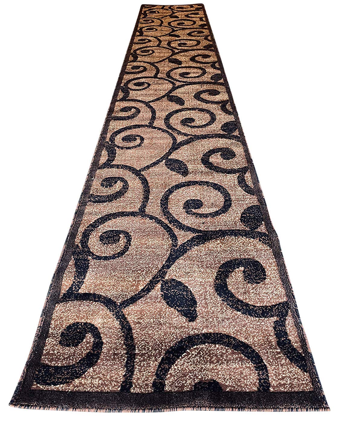 Americana Modern Long Runner Contemporary Area Rug - Brown & Black Carpet King Design 154 (32