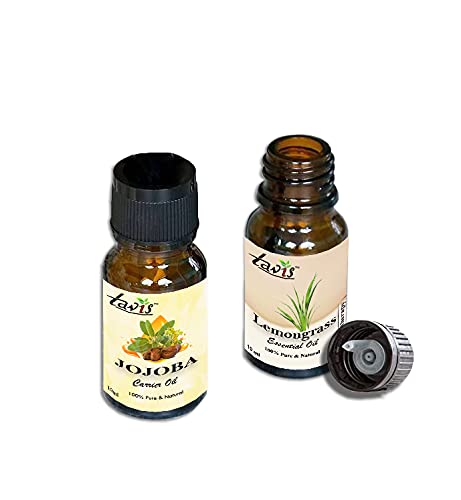 Pure Lemongrass Essential Oil & Organic Jojoba Oil for Aromatherapy, Skin Care & Hair Growth - Natural Relaxation & Moisturizing Solution for Massage, Diffusers & DIY Beauty Products