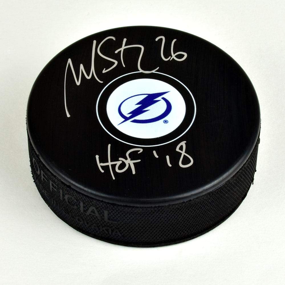 Martin St. Louis Autographed Tampa Bay Lightning Hockey Puck with HOF Note - Certified NHL Memorabilia - Perfect for Collectors, Sports Fans & Home Decor
