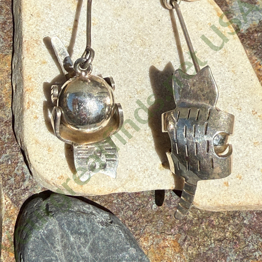 Vintage Sterling Silver Cat & Orb Pierced Post Earrings | Dainty Boho Jewelry for Women | Perfect for Parties, Date Nights & Gifts