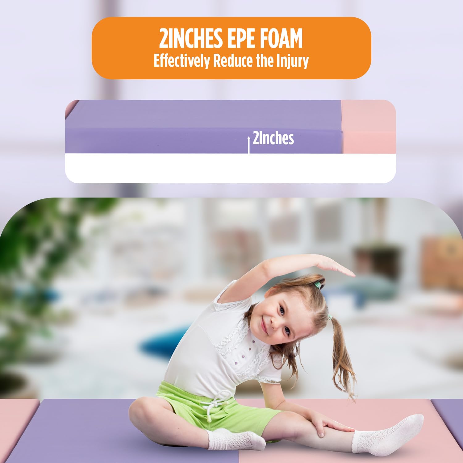 Best Foldable Portable Gymnastics Mat - Thick Tumbling Exercise Mat with Carrying Handles for Home, Gym & Studio - Ideal for Yoga, Cheerleading & Fitness Training