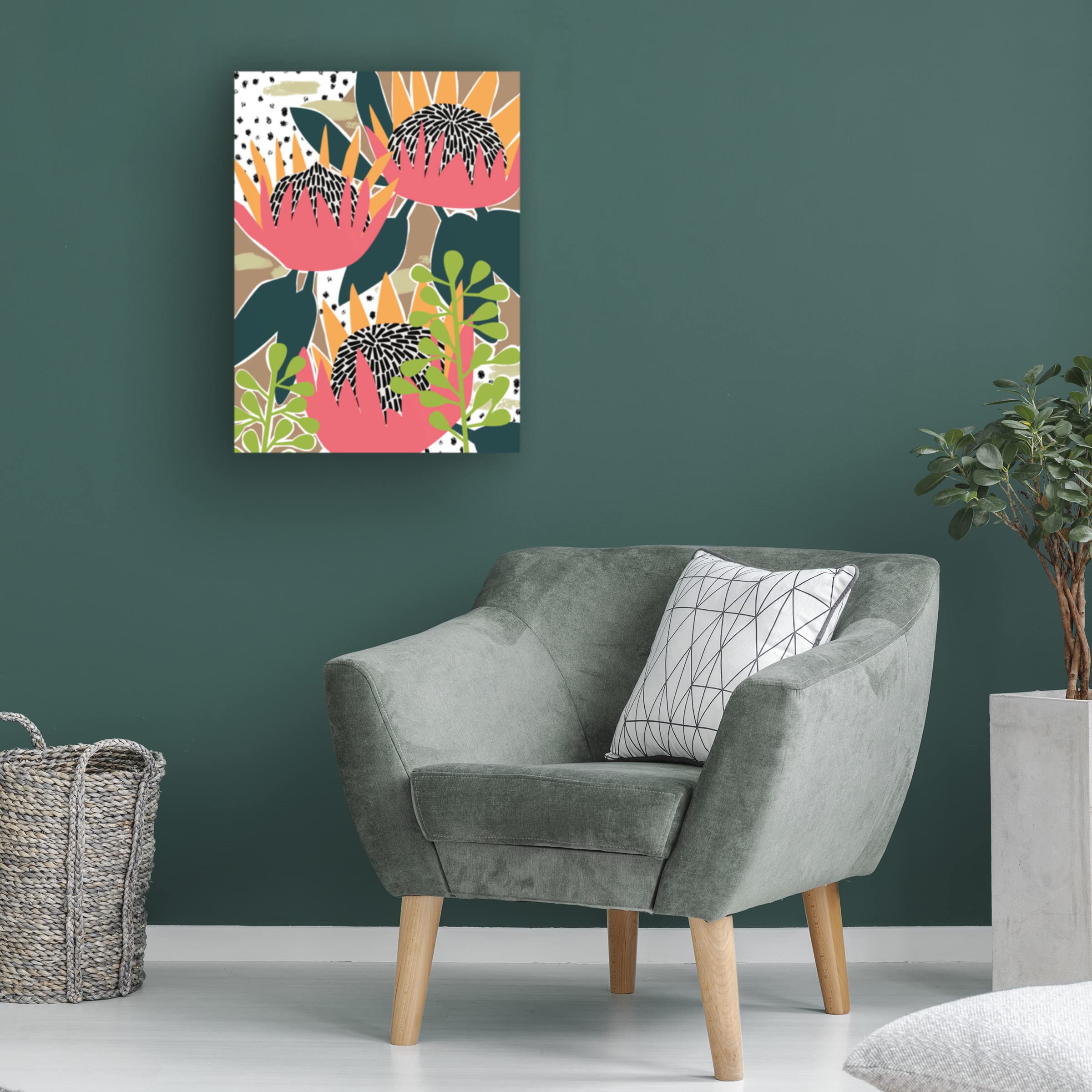 Trademark Fine Art 'King Protea I' Canvas Wall Art by Melissa Wang - Stunning Floral Painting for Living Room, Bedroom & Office Decor