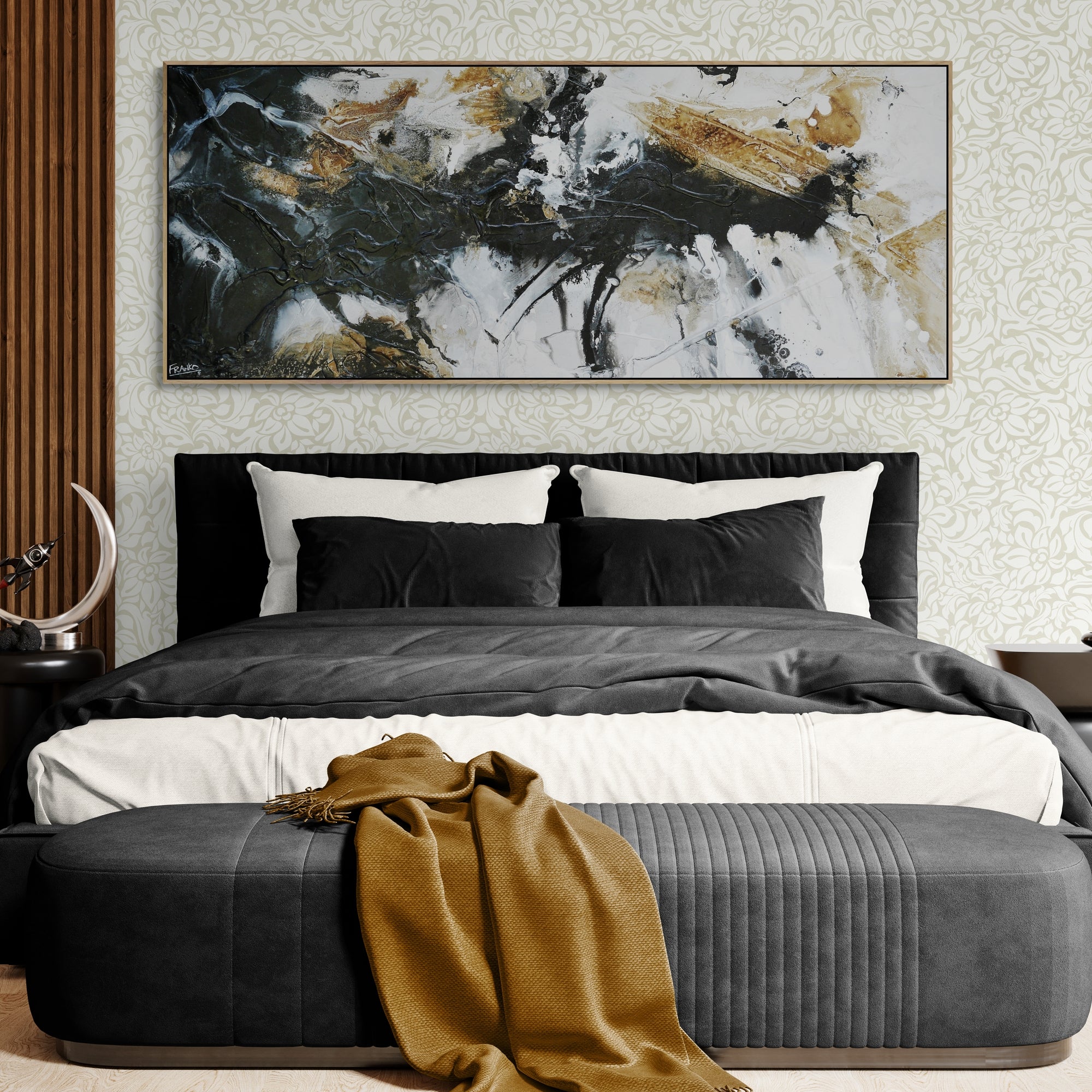 Blaqued Rust 200cm x 80cm Textured Abstract Canvas Wall Art - Modern Home Decor for Living Room, Bedroom & Office