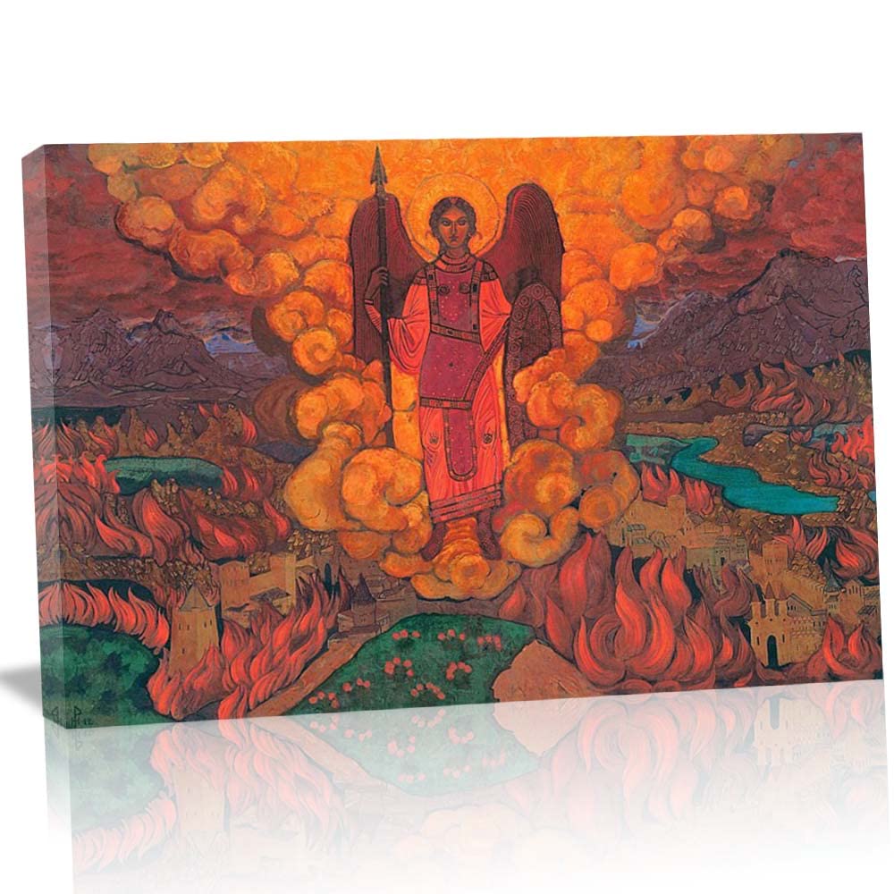Nicholas Roerich 'Last Angel' Framed Canvas Wall Art - 26x36 Inch (65x91cm) Ready to Hang - Perfect for Kitchen, Living Room & Home Decor - Ideal for Gifts, Housewarming & Spiritual Spaces