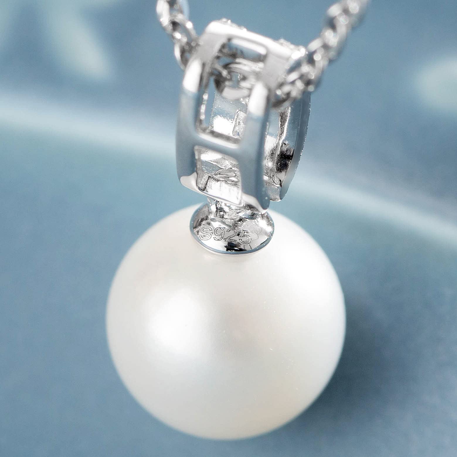 FANCIME June Birthstone Pearl Necklace - Sterling Silver 9-10mm Freshwater Pearl Jewelry for Women | Gift for Graduation