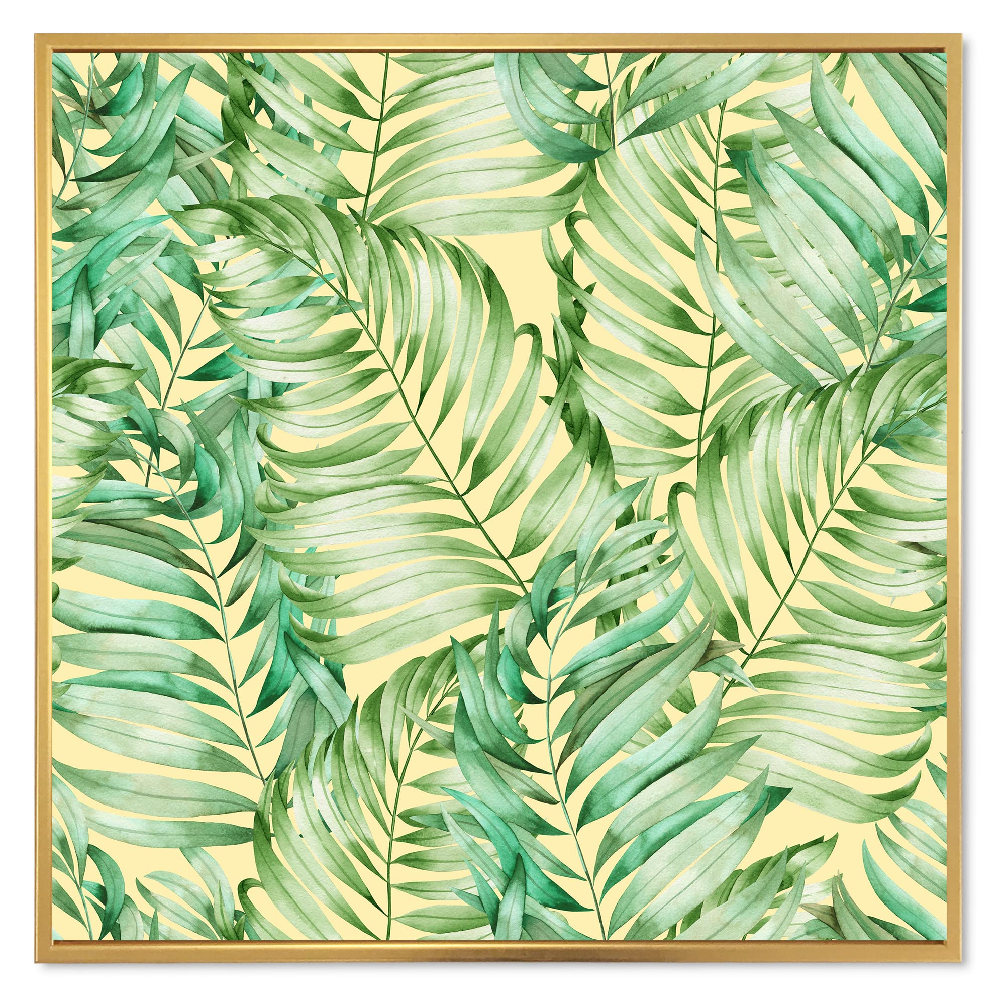 Monstera Tropical Leaves Framed Canvas Wall Art Print - Modern Home Decor for Living Room, Bedroom & Office