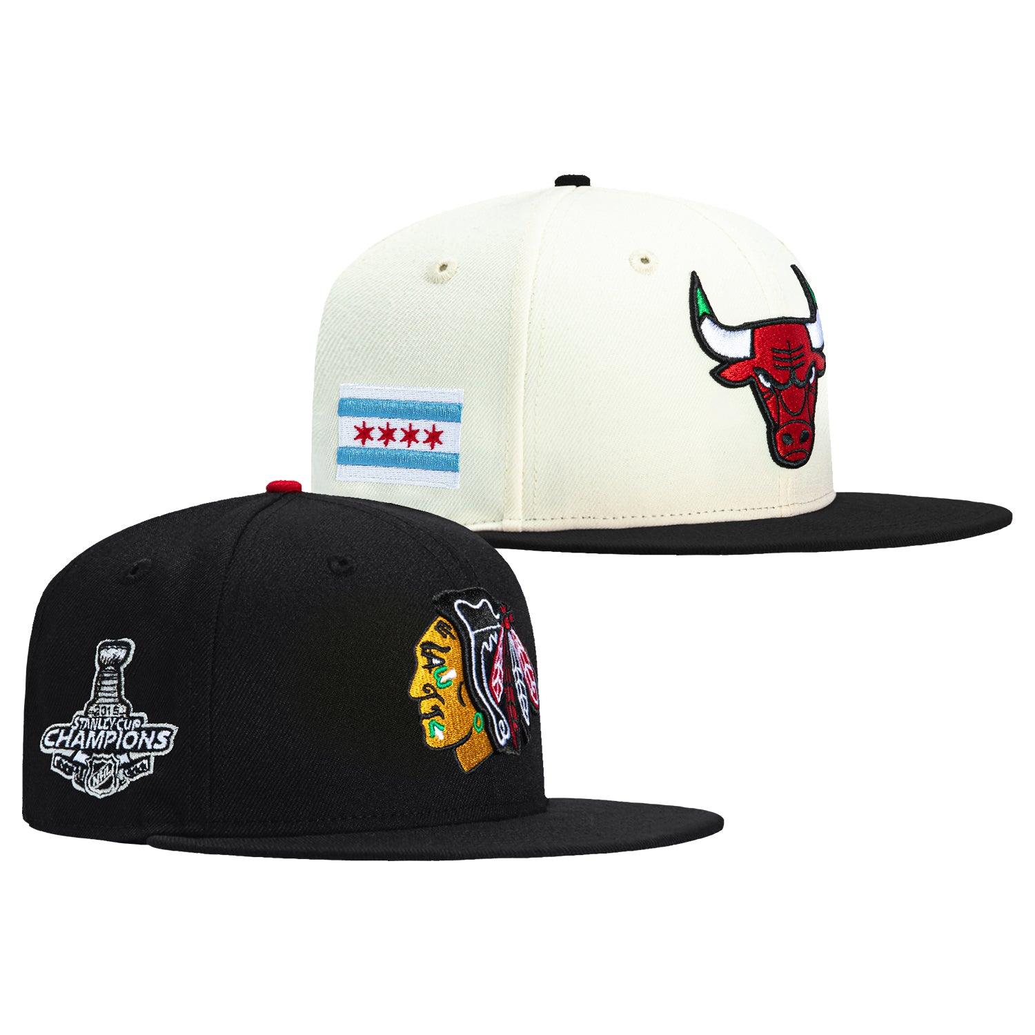 New Era 59Fifty NBA x NHL Crossover Chicago Pack - Official Licensed Snapback Hat for Basketball & Hockey Fans - Perfect for Game Day, Sports Events & Streetwear Fashion