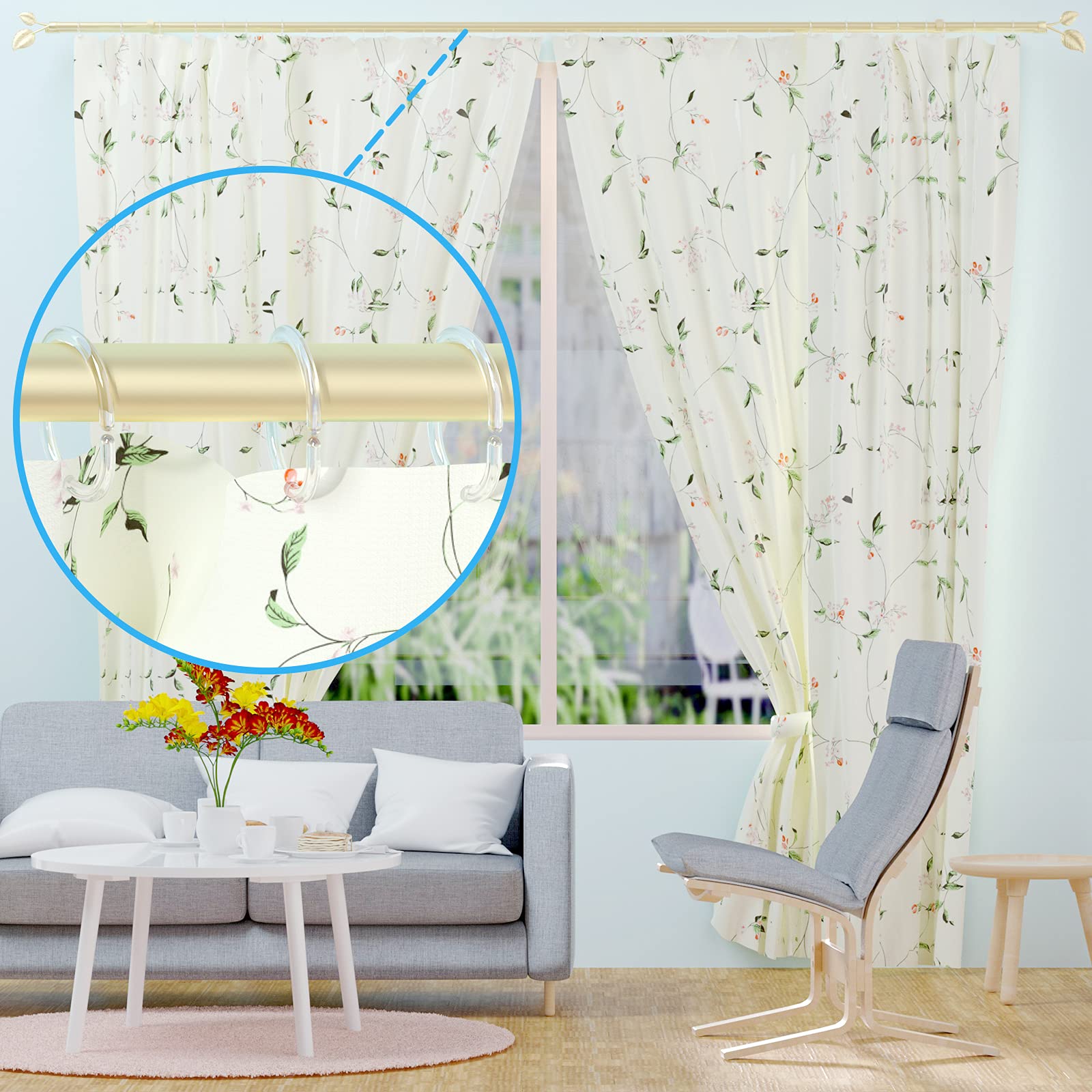 24-Pack Clear C-Shaped Plastic Shower Curtain Hooks - Durable Bathroom Rings for Shower Curtains & Window Rods - Perfect for Bathroom, RV, and Dorm Decor