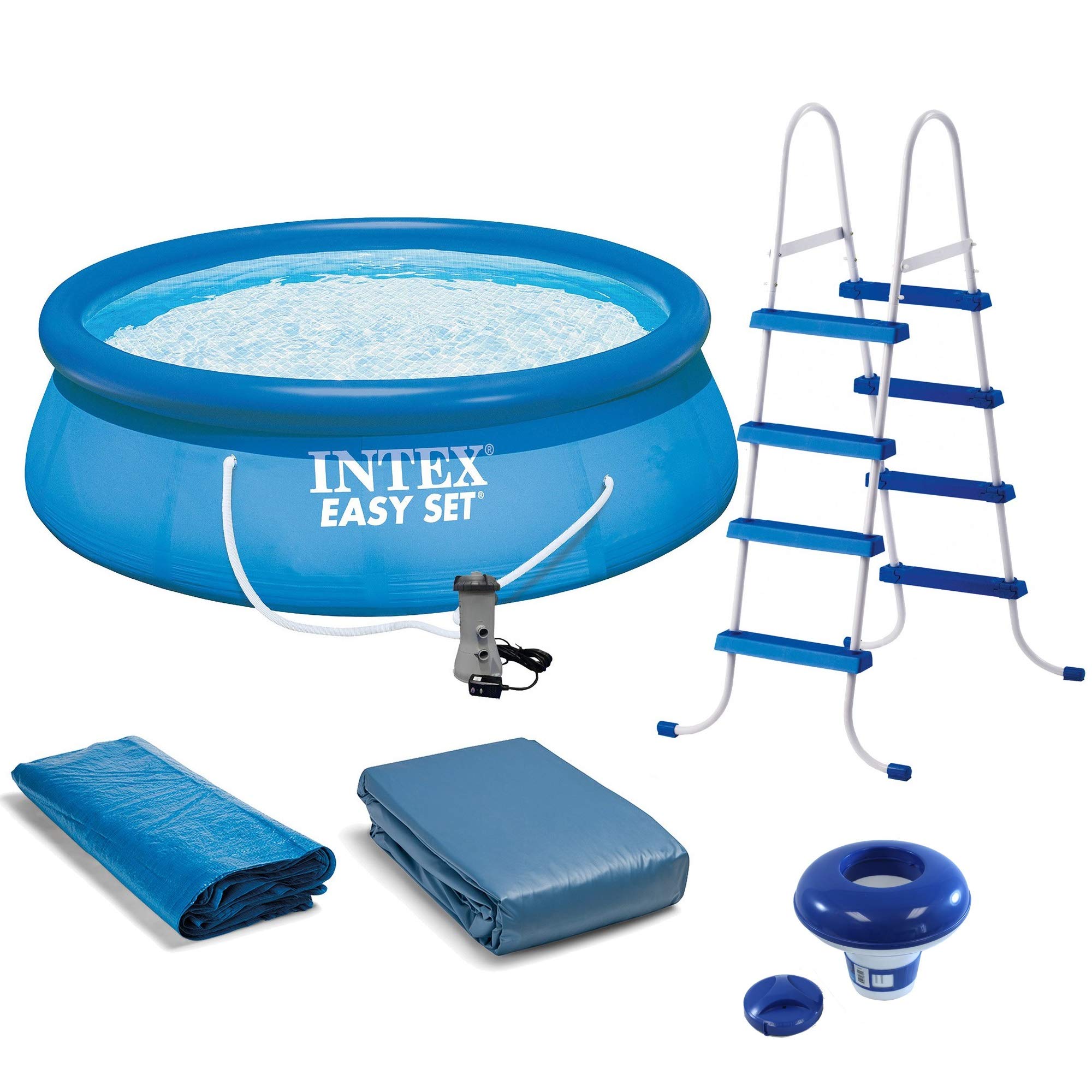 Intex Easy Set Inflatable Swimming Pool Set - 15ft x 48in Round Above Ground Pool with 1000 GPH Filter Pump & Chlorine Dispenser | Quick Setup Backyard Pool for Family Fun, Summer Parties & Kids Water Play
