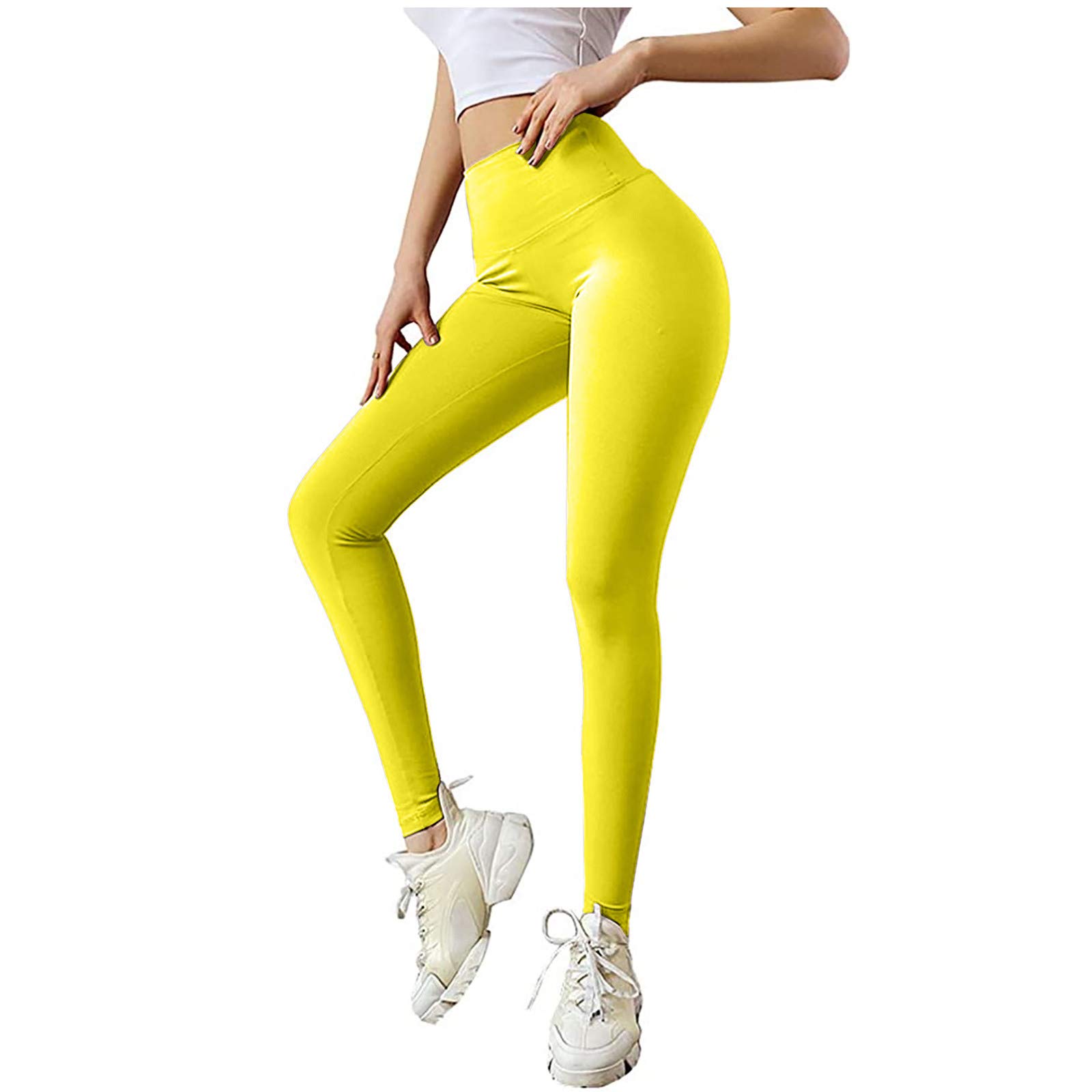 Women's High-Waisted Yoga Pants - Tummy Control Workout Leggings for Running, Fitness & Lounge | Butt Lifting Pure Color Stretchy Activewear