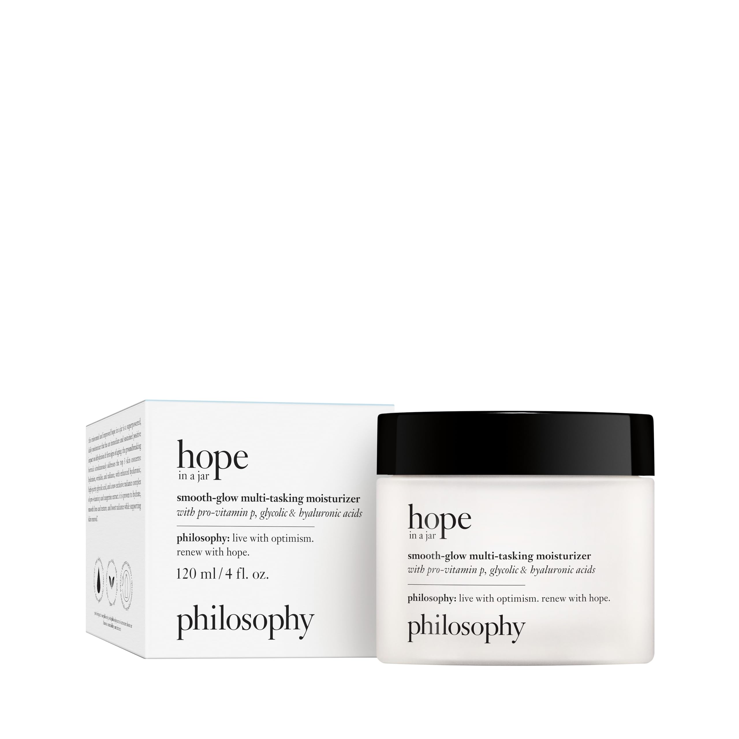 Philosophy Hope in a Jar Smooth-Glow Multi-Tasking Face Moisturizer with Pro-Vitamin P, Glycolic & Hyaluronic Acid - Deep Hydration for Smoother, Radiant Skin - Perfect for Daily Skincare & Nighttime Routine
