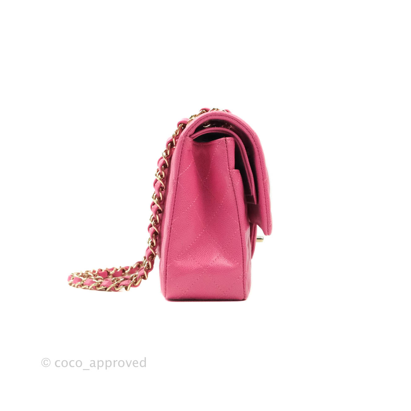 Chanel Classic Medium Double Flap Bag in Pink Caviar Leather with Gold Hardware - Perfect for Date Night & Special Occasions