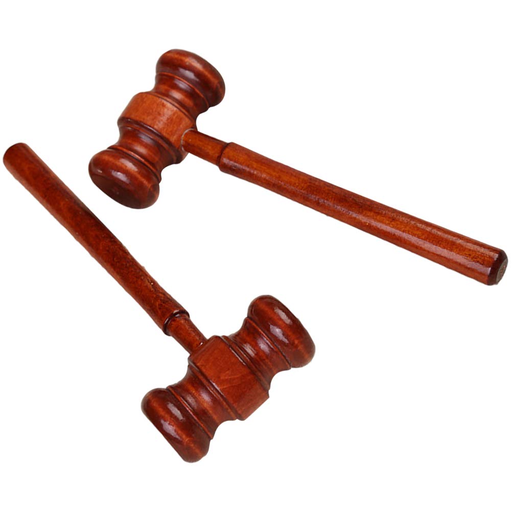 2-Piece Wooden Judge Gavels - 3.2 x 6.7 x 17.4 cm Courtroom Hammer Set for Auctions, Mock Trials & Lawyer Costume Accessories - Perfect for Courtroom Decor, Legal Themed Parties & Workspace Organization