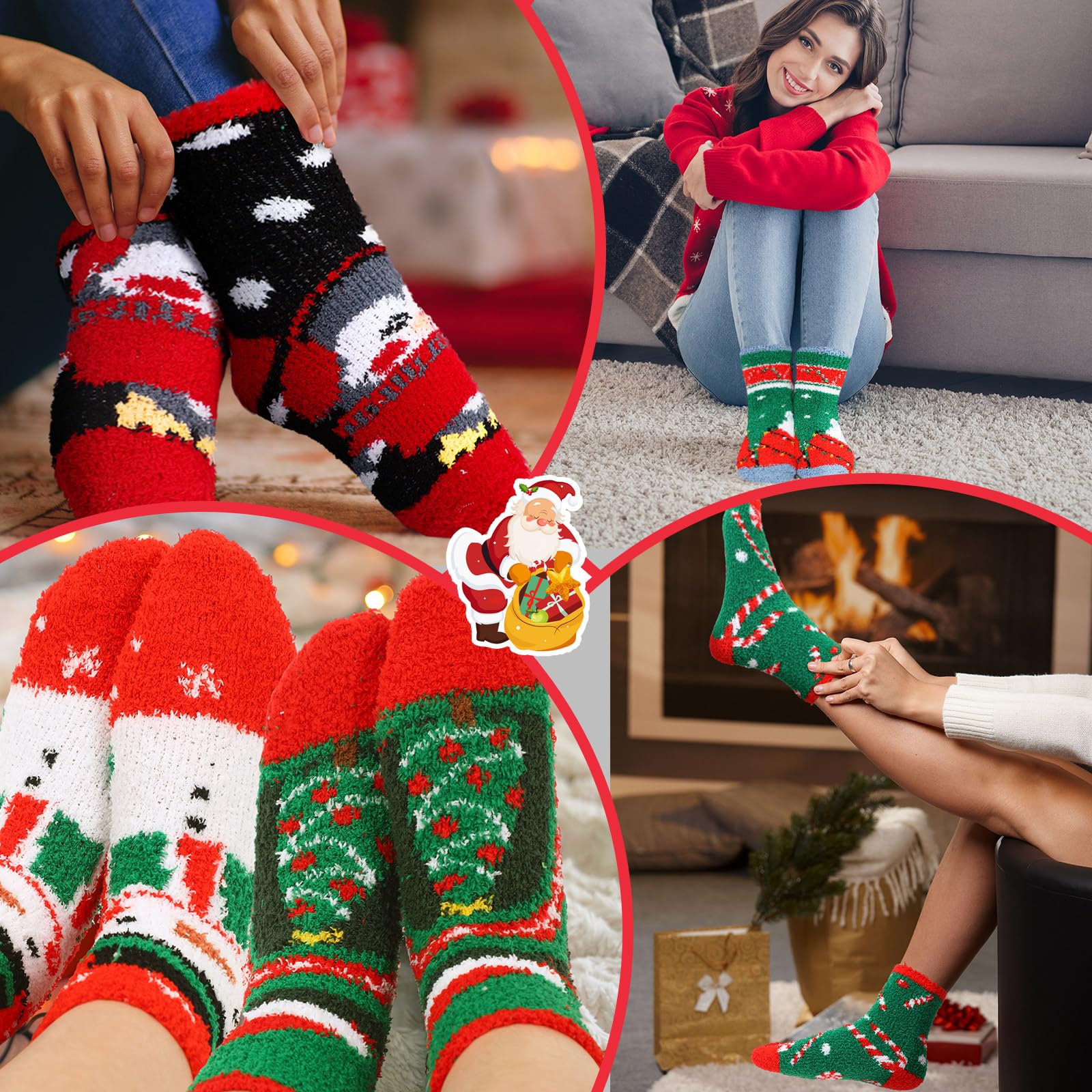 Jeyiour 36 Pcs Women's Christmas Socks - Fuzzy Soft Holiday Crew Socks for Xmas, Birthday Gifts | Cozy Winter Wear, Party Outfits, Stocking Stuffers