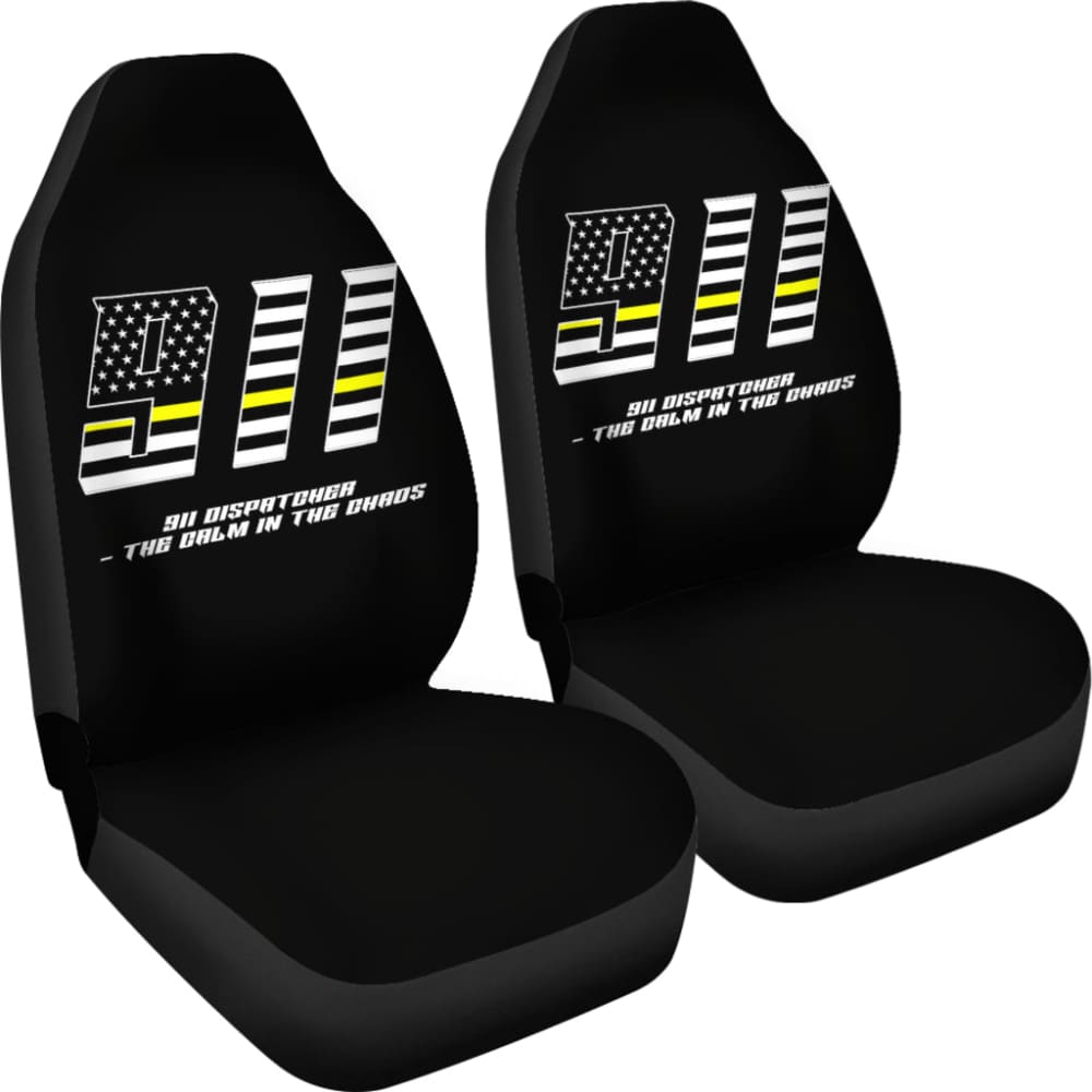 911 Dispatchers The Chaos Voice In The Dark Thin Yellow Line Car Seat Covers 213003 - Premium Custom Seat Covers for Police, EMS & First Responders - Perfect for Patrol Cars & Emergency Vehicles
