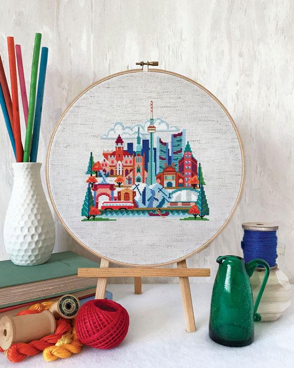 Toronto Skyline Cross Stitch Pattern Kit - DIY Embroidery Art for Home Decor, Gifts & Relaxation