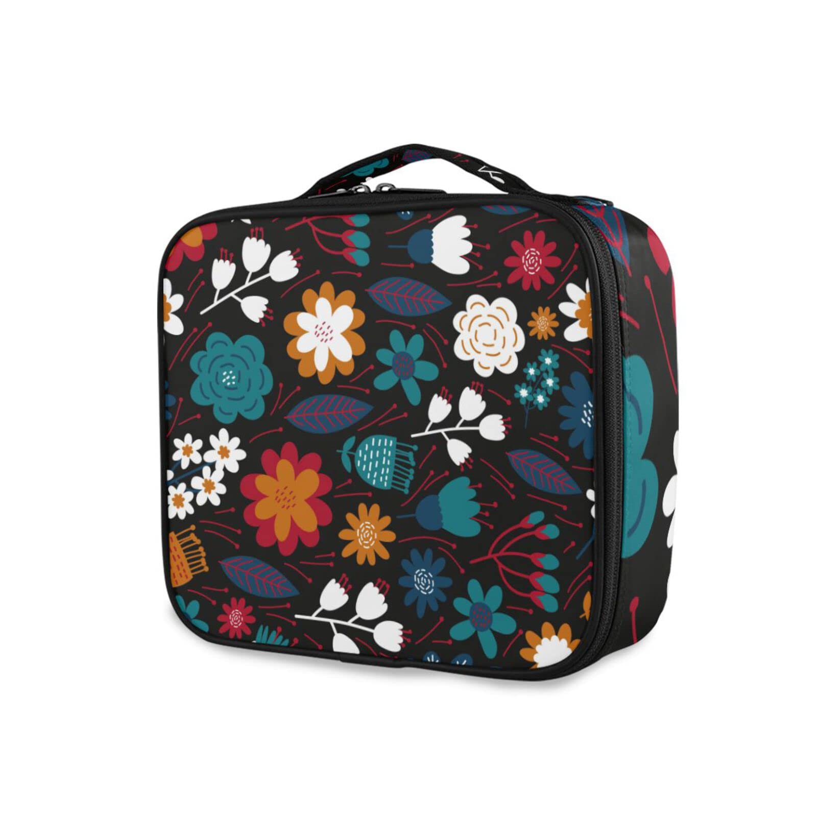 Vintage Floral Travel Makeup Bag with Adjustable Dividers - Portable Cosmetic Organizer for Women | Perfect for Vacation, Business Trips & Daily Beauty Storage