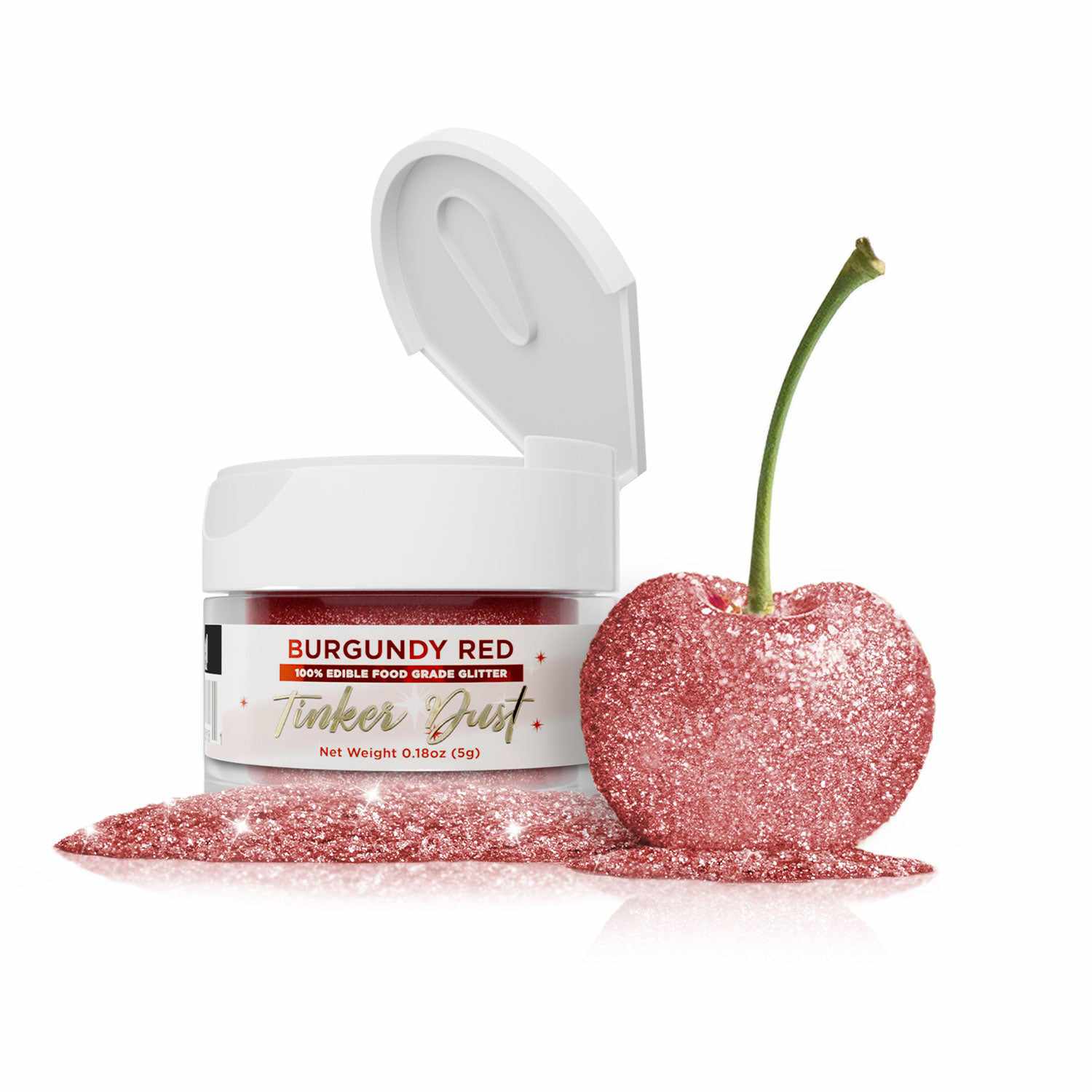 Burgundy Red Edible Glitter for Baking & Cake Decorating | Tinker Dust® 5 Grams - Perfect for Cupcakes, Cookies, Desserts & DIY Crafts