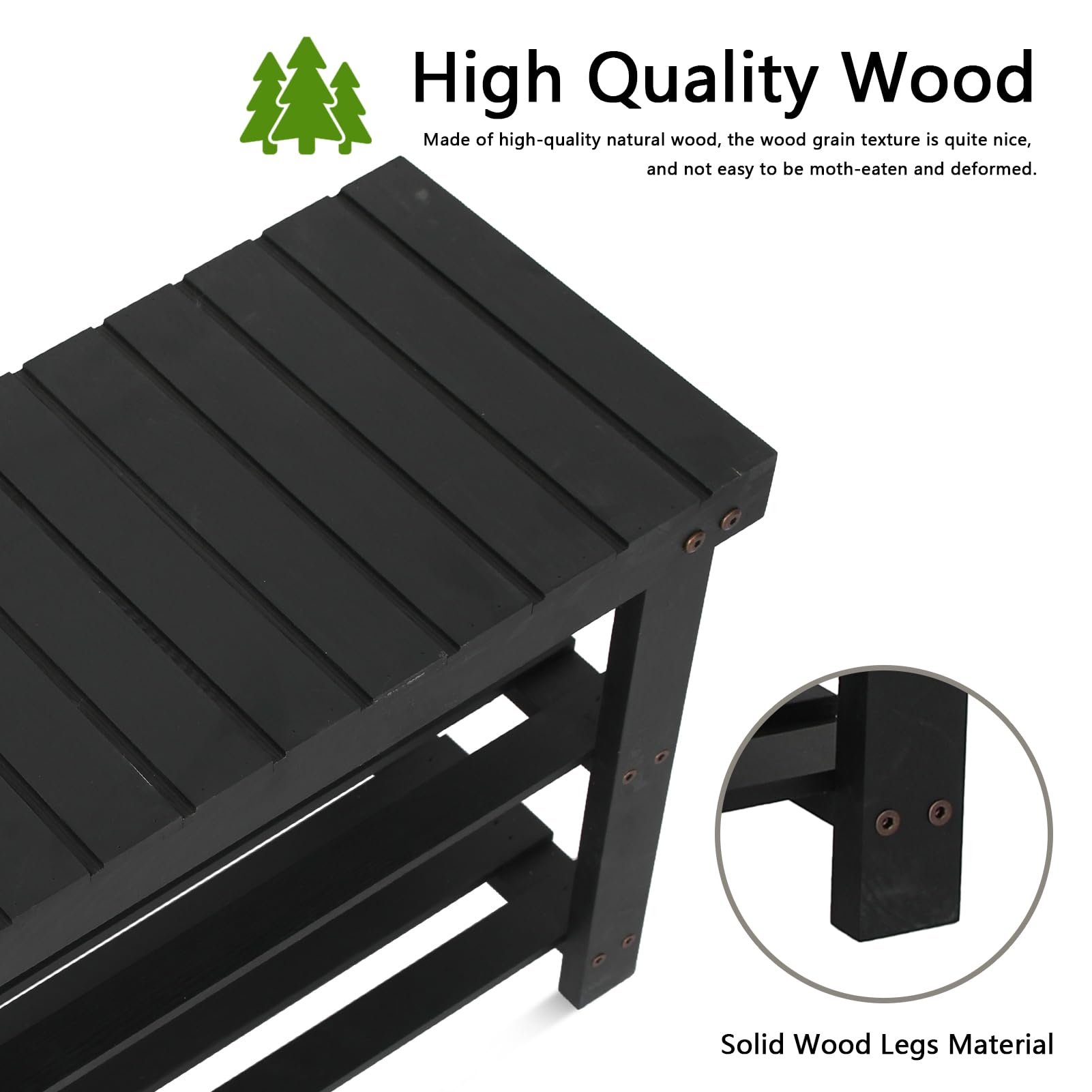 3-Tier Wooden Shoe Rack Bench - Entryway Shoe Organizer with Storage Shelf for Bedroom, Balcony & Hallway (27.5