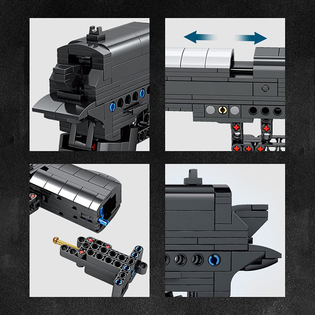 Audio Technics Simulated Shooting Toy Building Blocks - 353pcs B92 Gun Model (8.4 x 5.3 Inches) | Compatible with Lego Technic | STEM Educational Toy for Kids | Perfect for Creative Play & Collector's Display