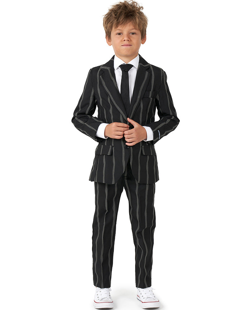 Glow in the Dark Pinstripe Boys Suit - Stylish 20s Costume for Kids Halloween Party & Cosplay Events
