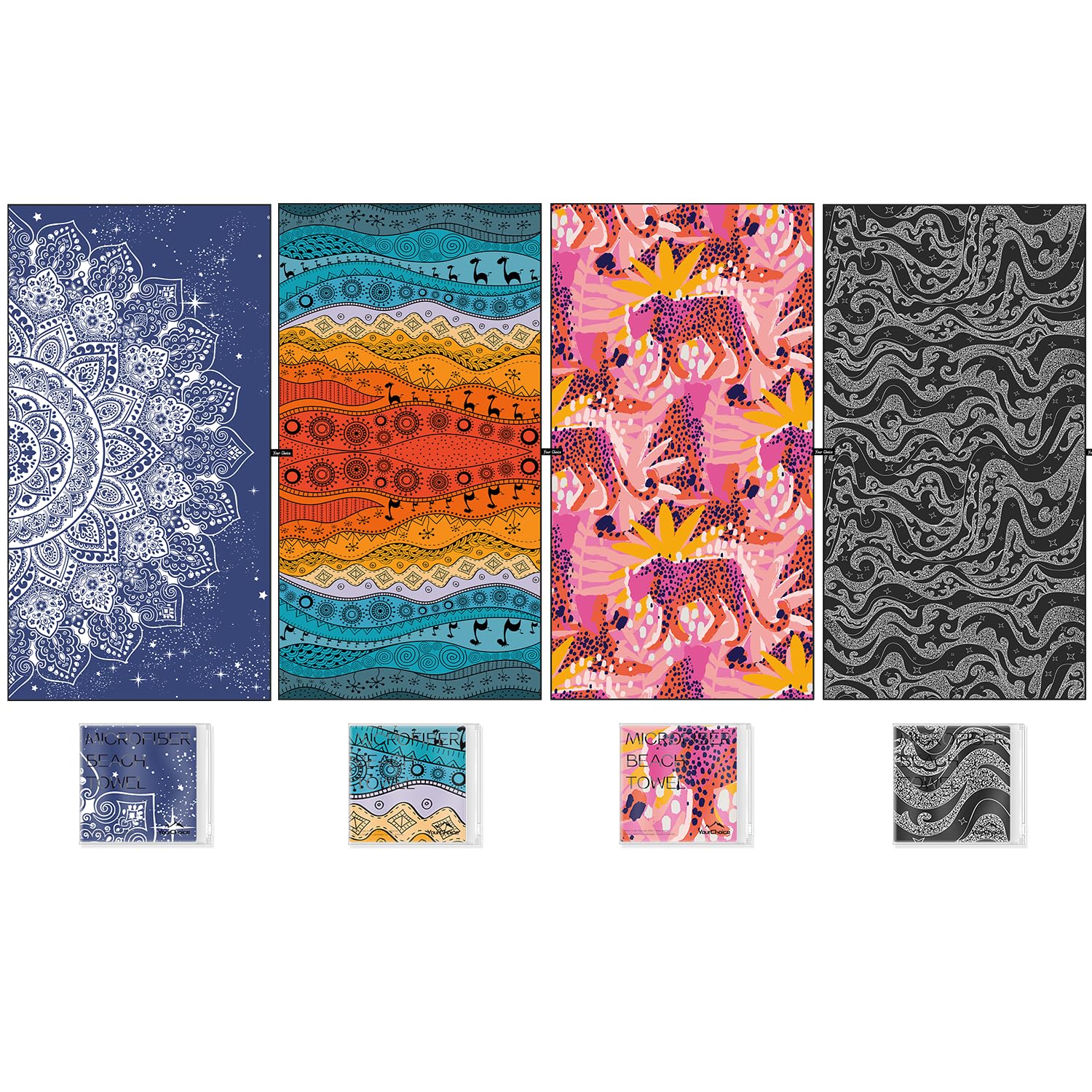 Premium Microfiber Beach Towel - Extra Large Quick Dry Sand-Free Towel for Adults & Kids | Compact Travel Towel for Pool, Beach, Vacation & Outdoor Activities