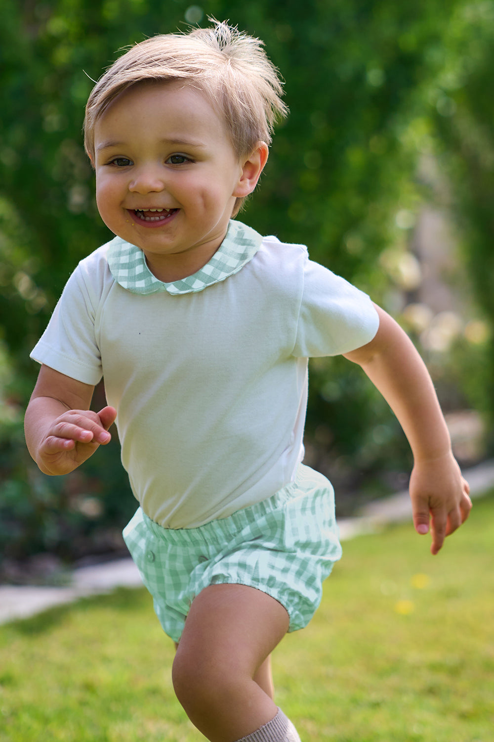 Samson Sage Green Gingham Baby Jam Pants & Bodysuit Set - Soft Cotton Outfit for Newborns & Infants - Perfect for Photo Shoots, Playtime & Special Occasions
