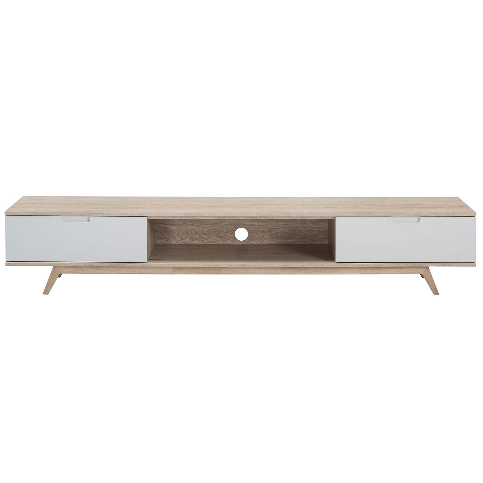 NOVA LL Entertainment Unit - Solid Oak TV Stand with Storage Shelves by Tauris | Perfect for Living Room Home Theater Setup