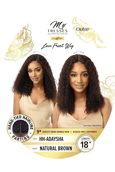 Outre Mytresses Gold Label Human Hair Lace Front Wig - ADAYSHA (Natural Brown) | 100% Human Hair Wig for Women | Perfect for Daily Wear, Cosplay & Special Occasions