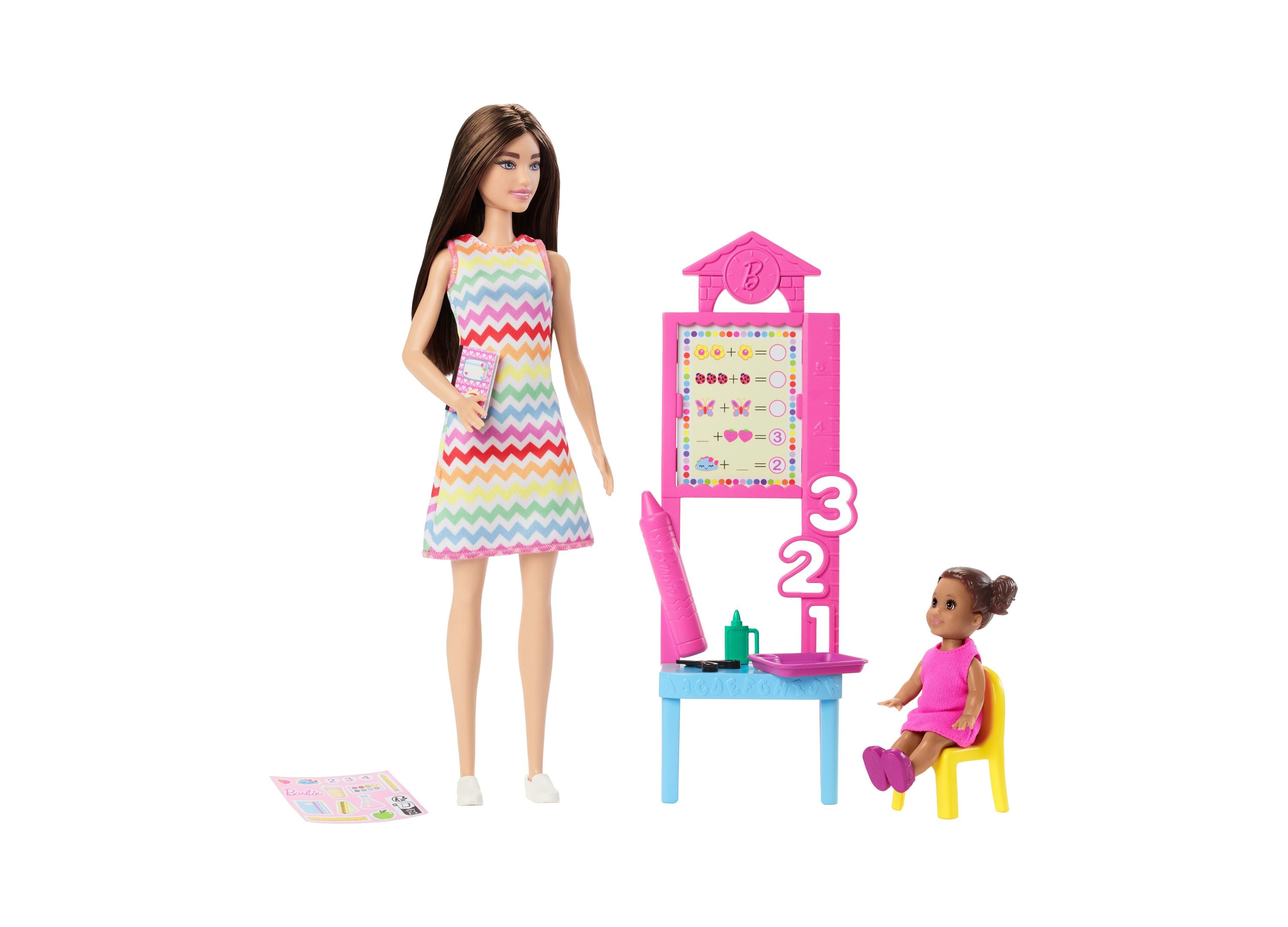 Barbie Teacher Doll Set with Classroom Accessories - Brunette Educational Toy for Kids Role Play & School Pretend Play